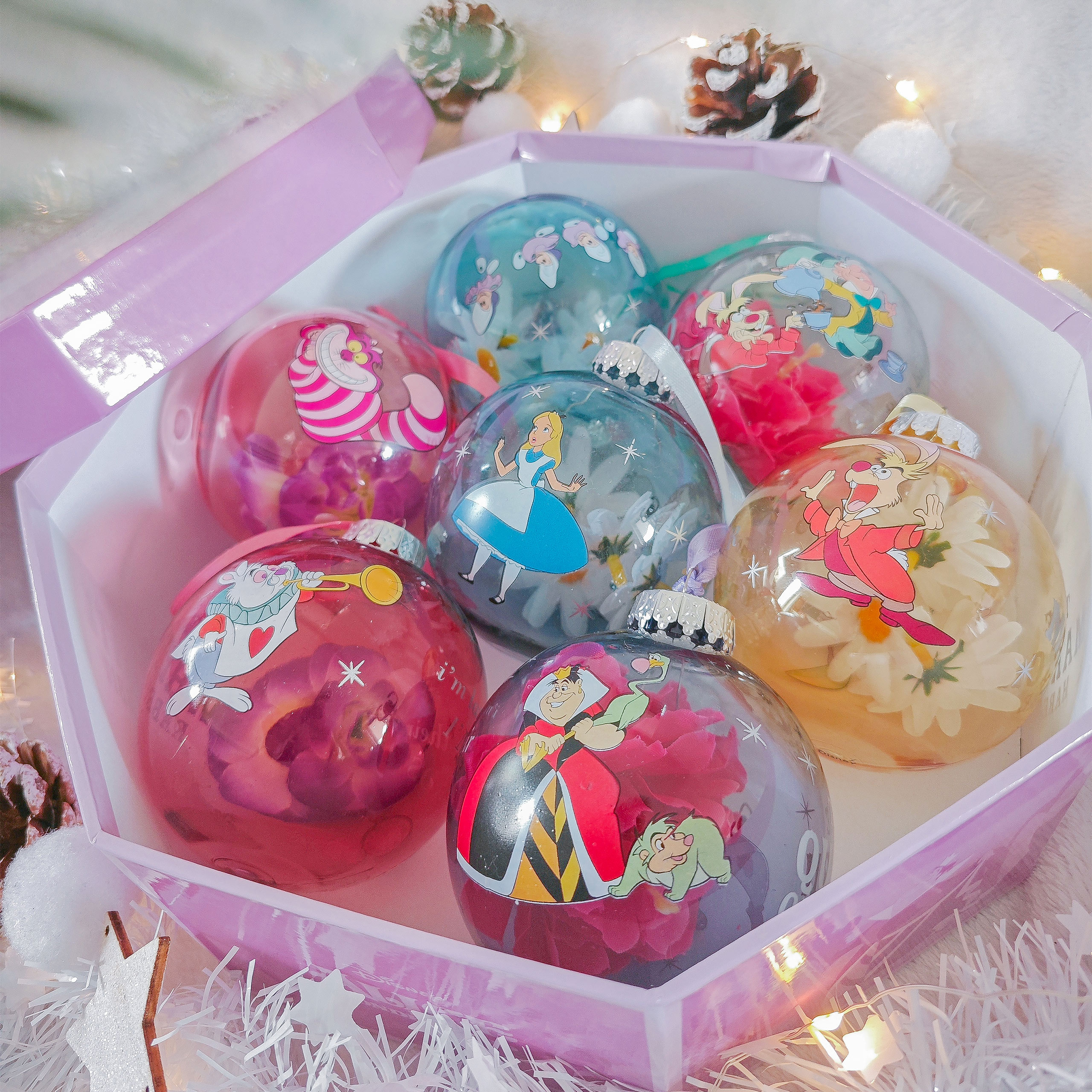 Alice in Wonderland - Characters Christmas Tree Balls 7pcs