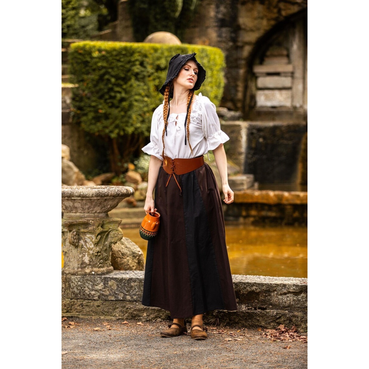 Blusa medievale a maniche corte Verena bianca