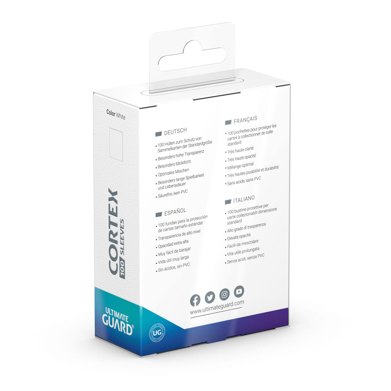 Cortex Kortfodral Vita 100-pack Ultimate Guard för TCG Standardstorlek