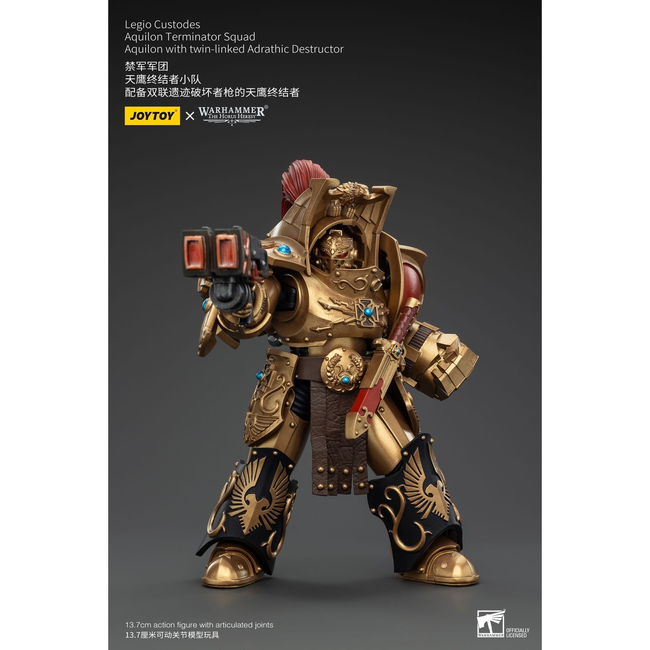 Warhammer The Horus Heresy Figurine articulée 1/18 Legio Custodes Aquilon Terminator Squad Aquilon avec Adrathic Destructor jumelé
