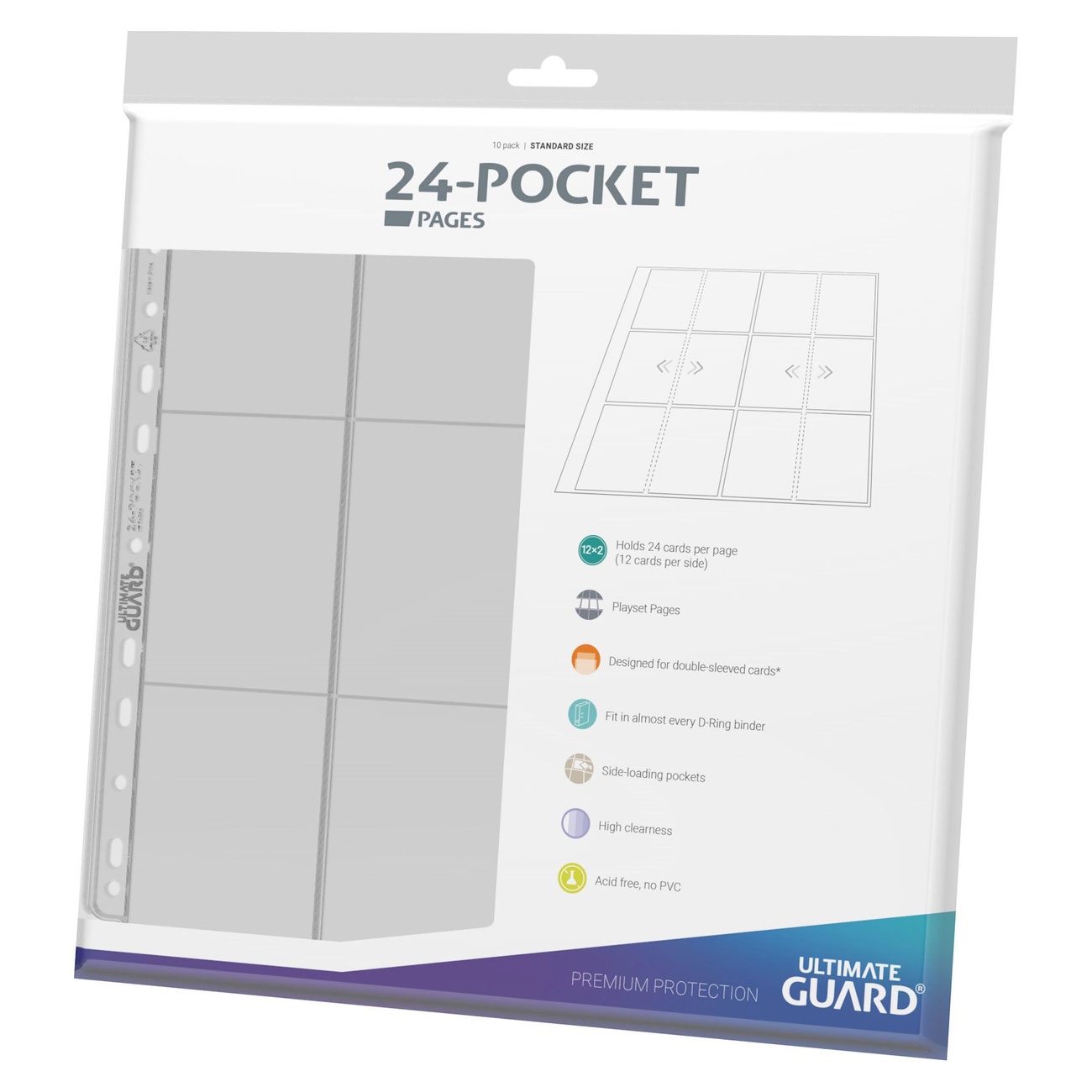 Ultimate Guard 24-Pocket QuadRow Pages Side-Loading (10) - Transparent
