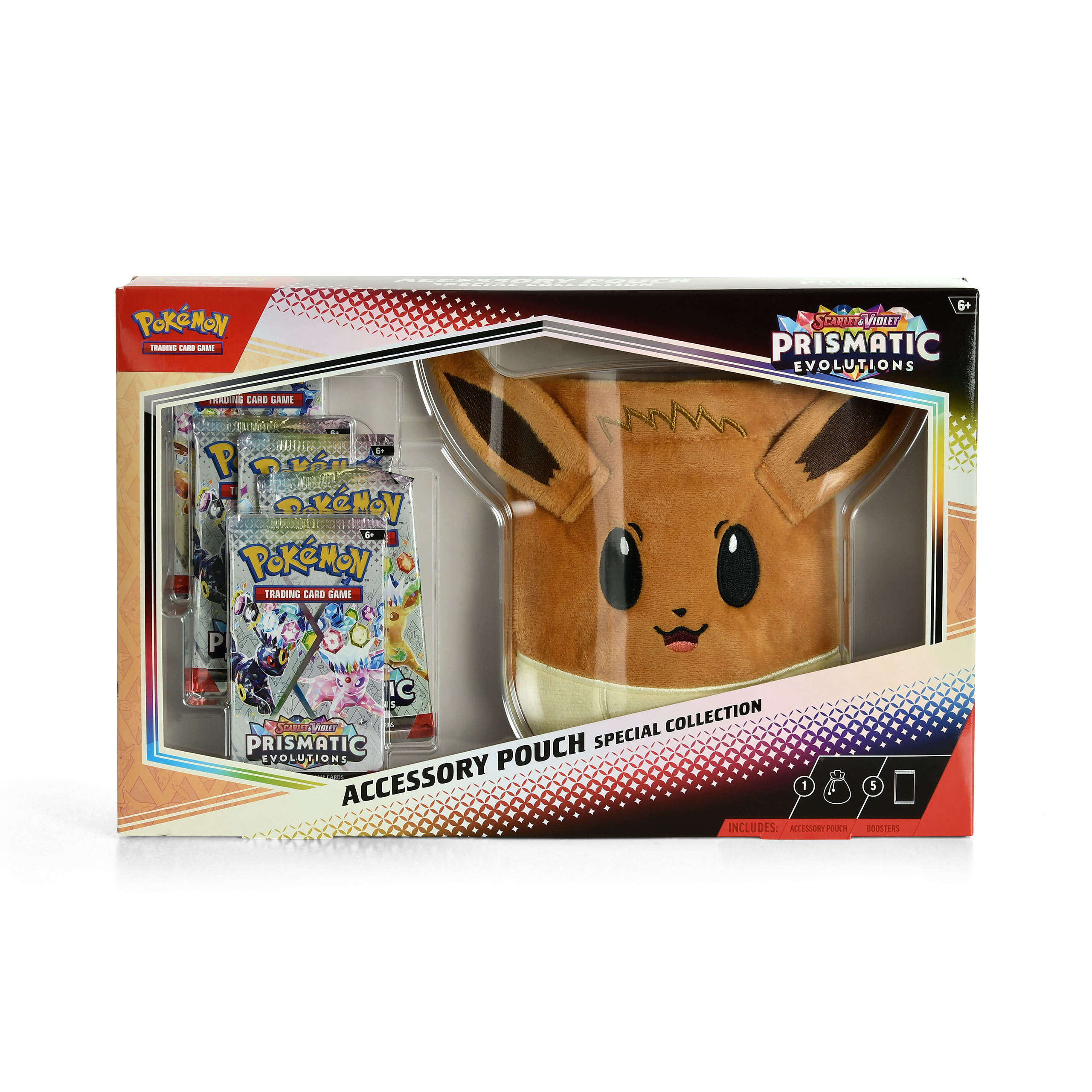 Pokemon - Scarlet & Violet Prismatic Evolutions Cartas Coleccionables con Bolsa de Peluche