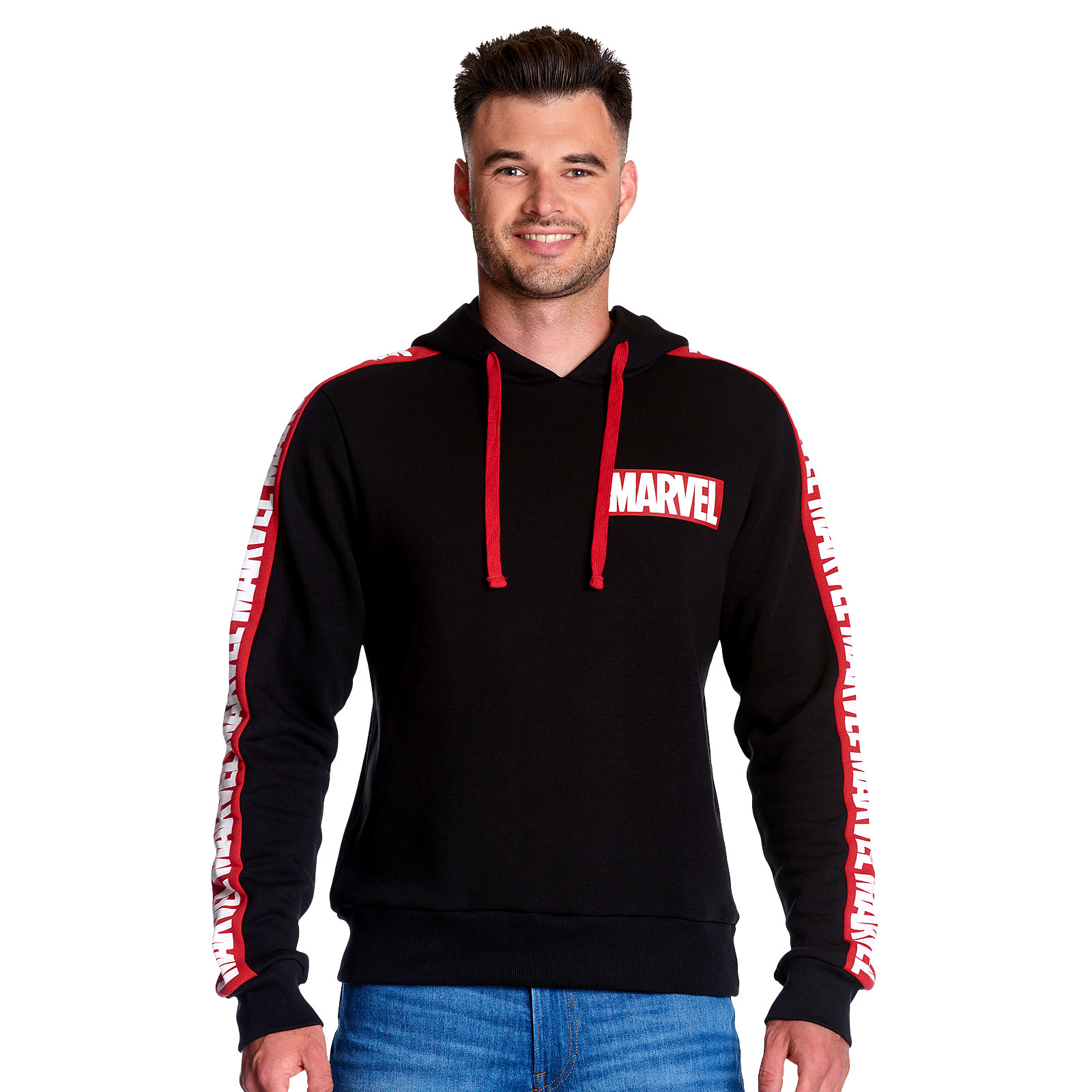 Marvel - Logo Hoodie met mouwprint zwart