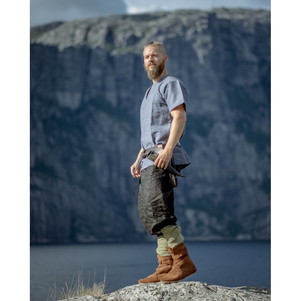 Medieval Viking Tunic Edmund Short Sleeve Blue-Grey