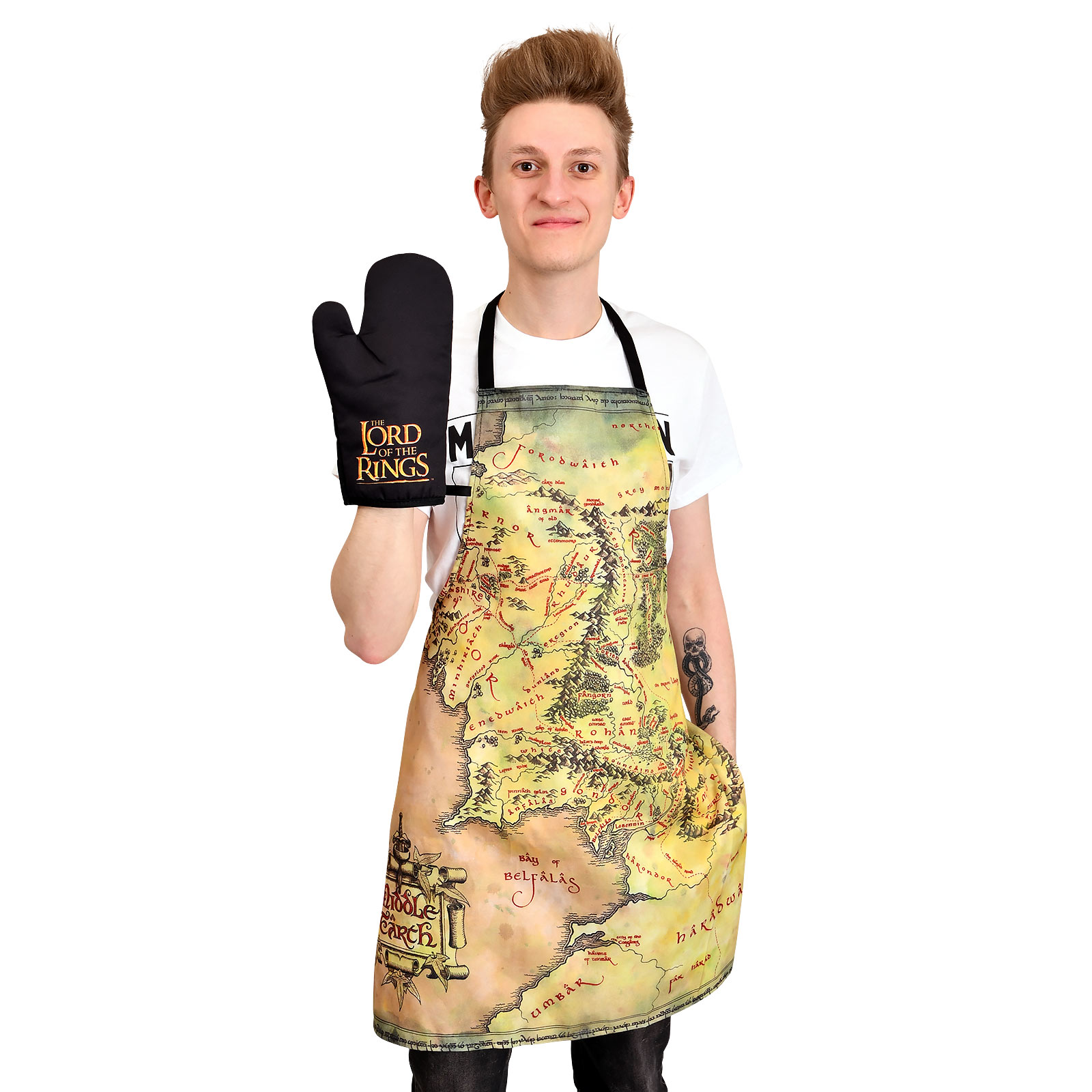 Lord of the Rings - Middle Earth Map Apron with Oven Glove