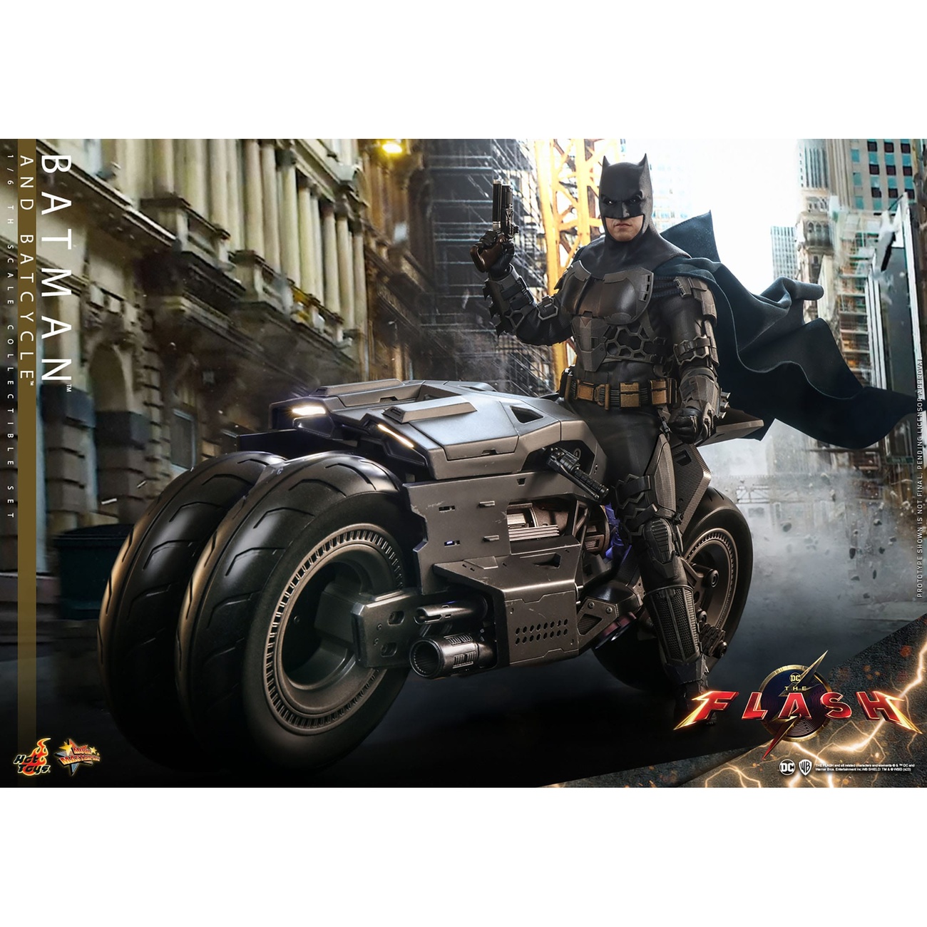 The Flash Movie Masterpiece figura de acción con vehículo 1/6 Batman & Batcycle set 30 cm