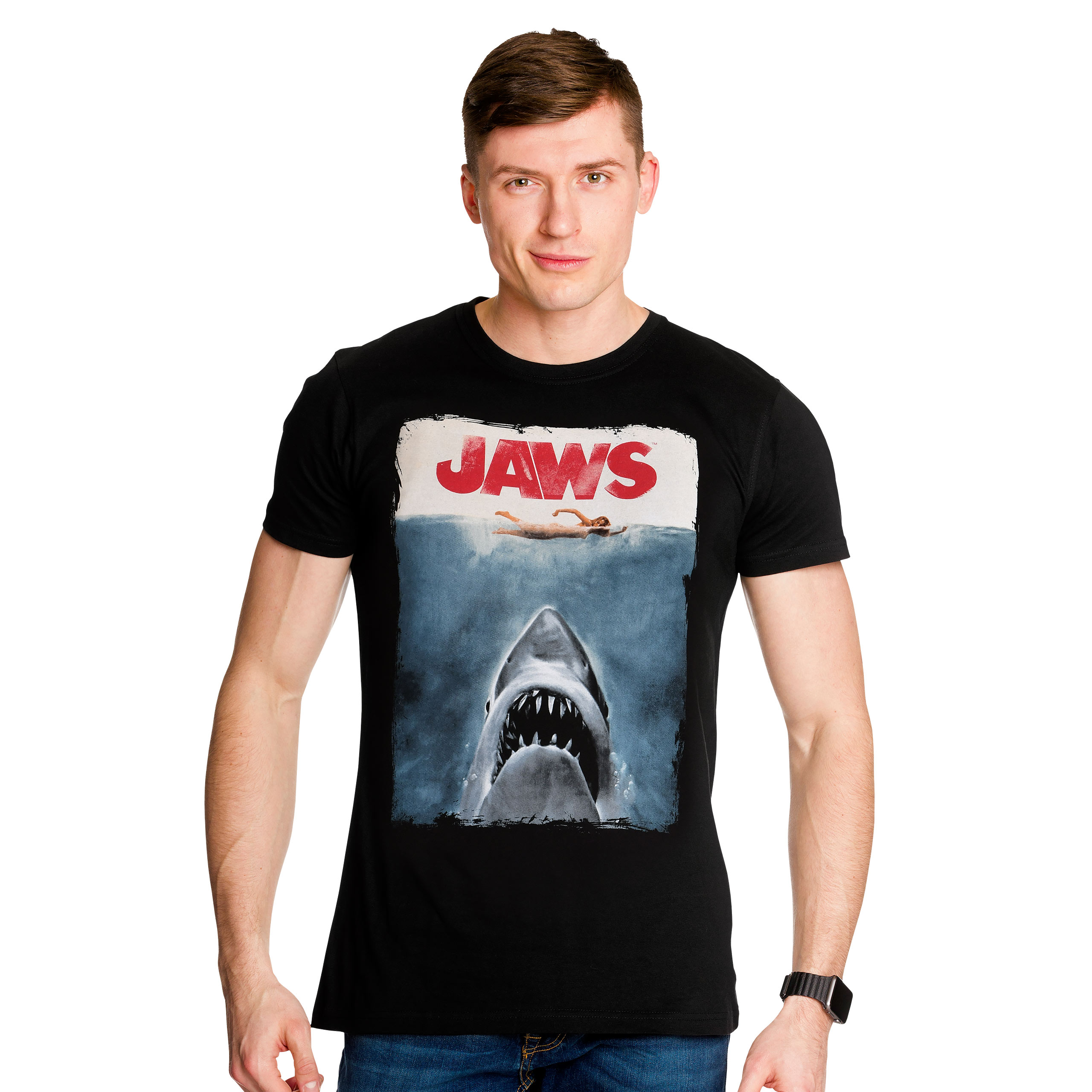 Le Requin Blanc - T-shirt Poster Jaws Noir