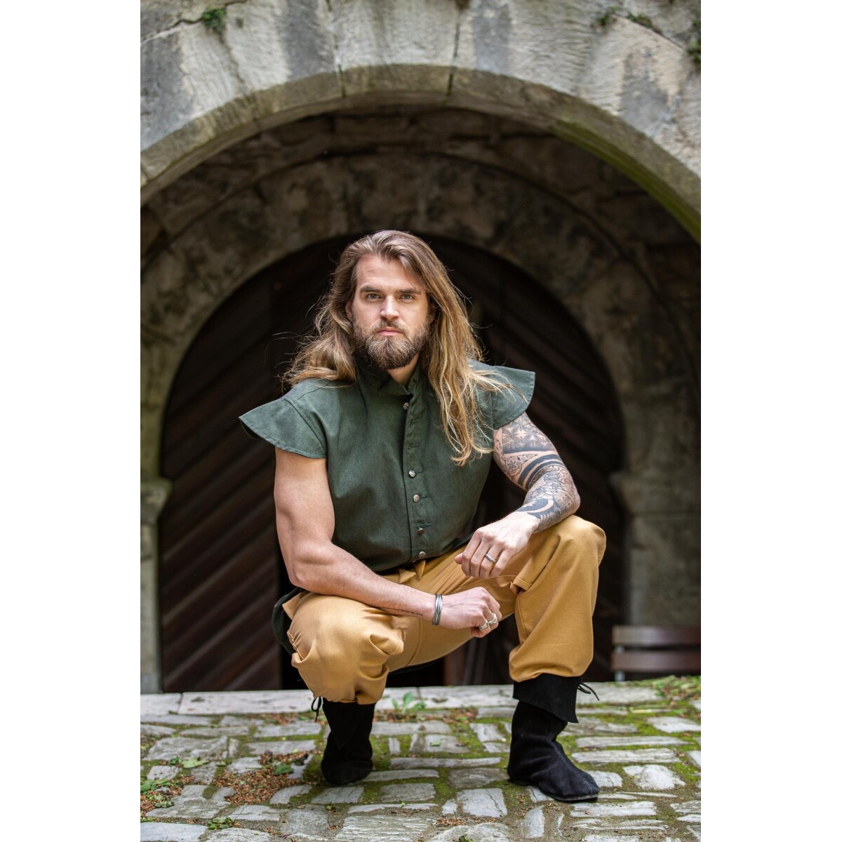 Średniowieczny klasyczny kaftan Charles zielony