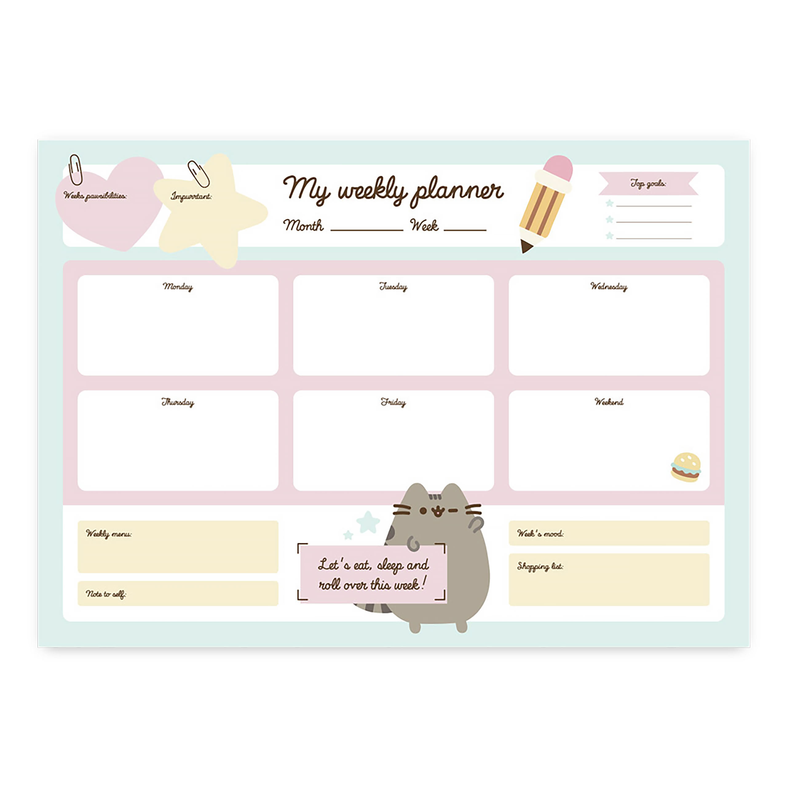 Pusheen - Eten en Slapen Weekplanner