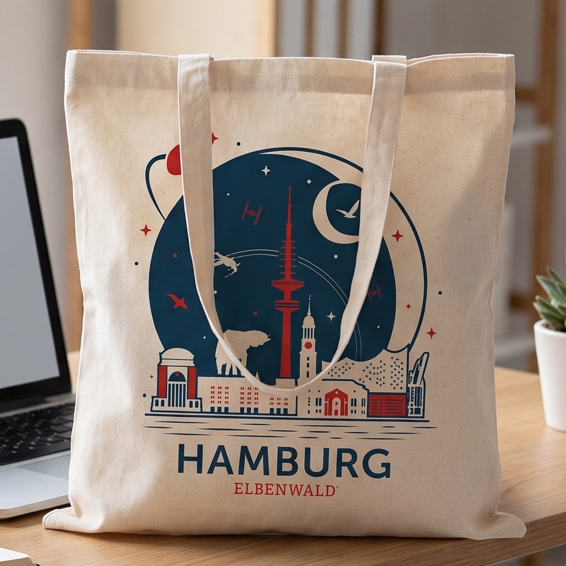 Elbenwald in Hamburg Skyline Jute Bag
