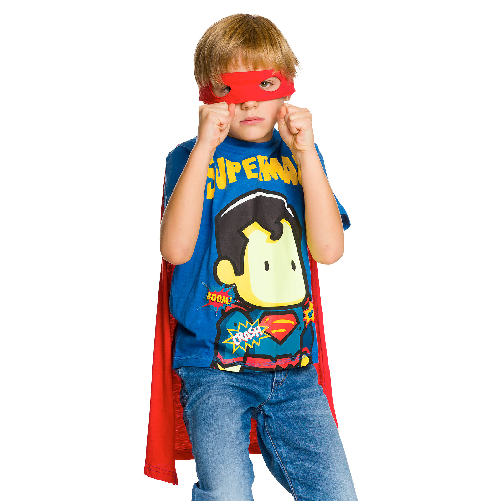 Superman - T-shirt pour enfants avec cape et masque pour les yeux