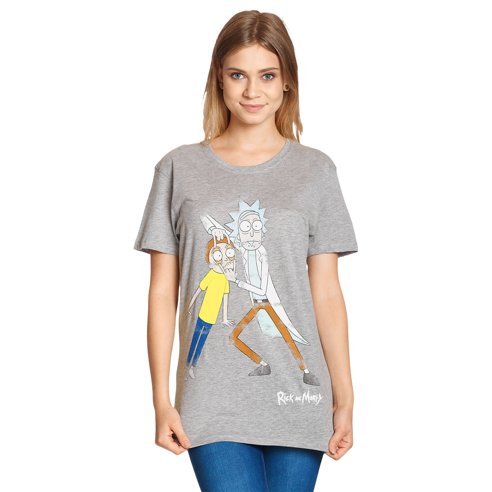 Rick and Morty - Morty Eye Edit Distressed T-Shirt grey