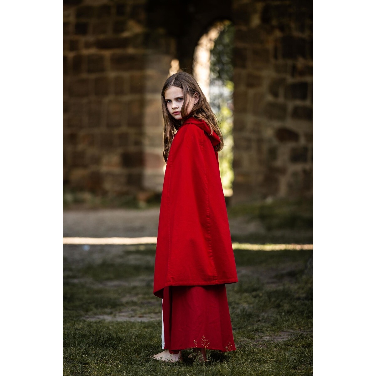 Capa medieval Cecilia para niños roja