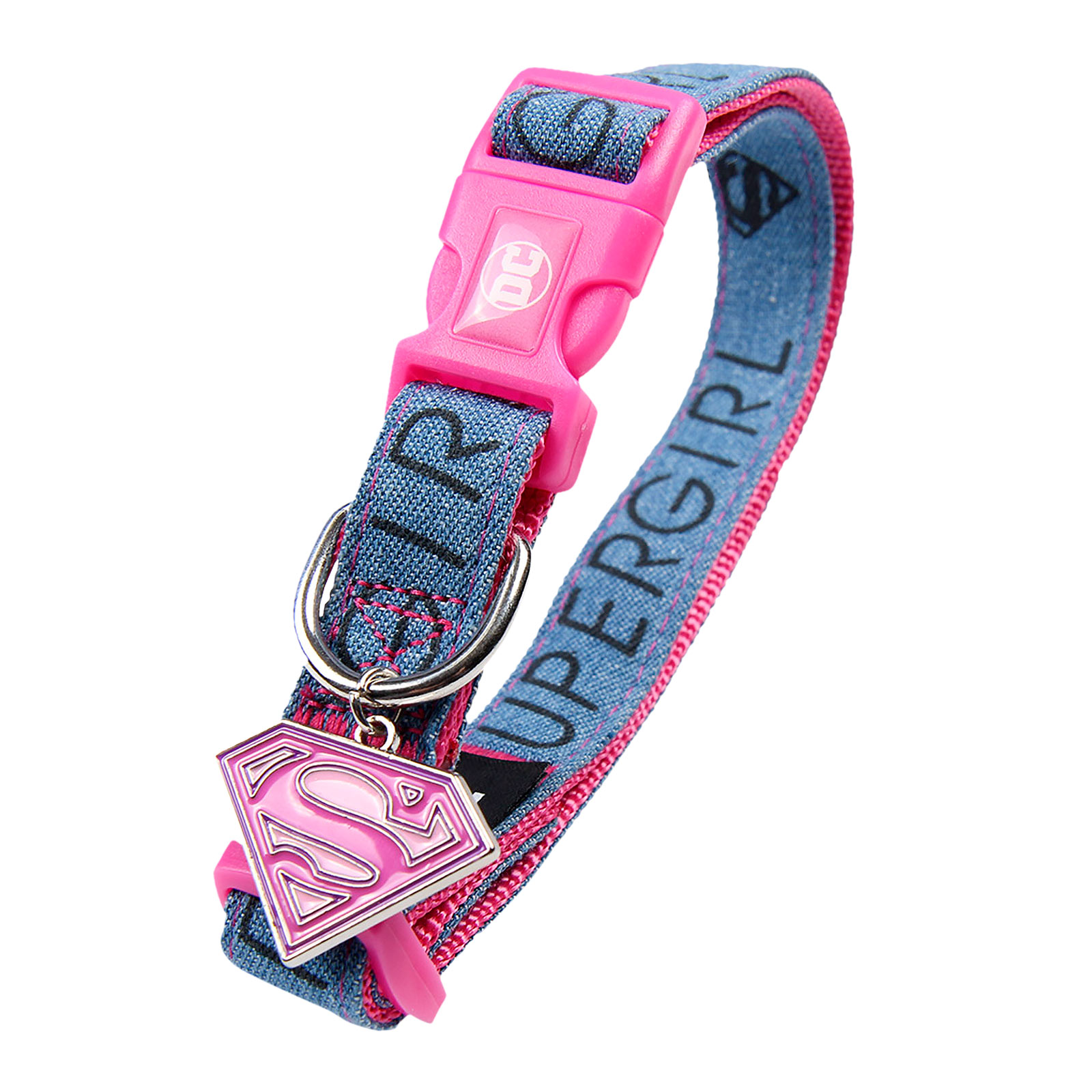 Supergirl Klick-Halsband für Hunde rosa-blau