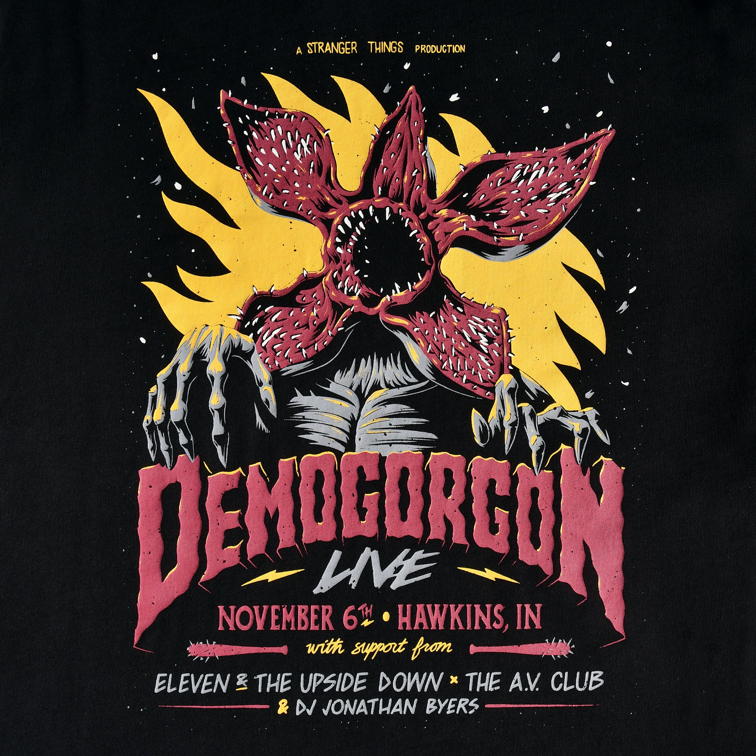 Stranger Things - Demogorgon Live Poster T-Shirt Black