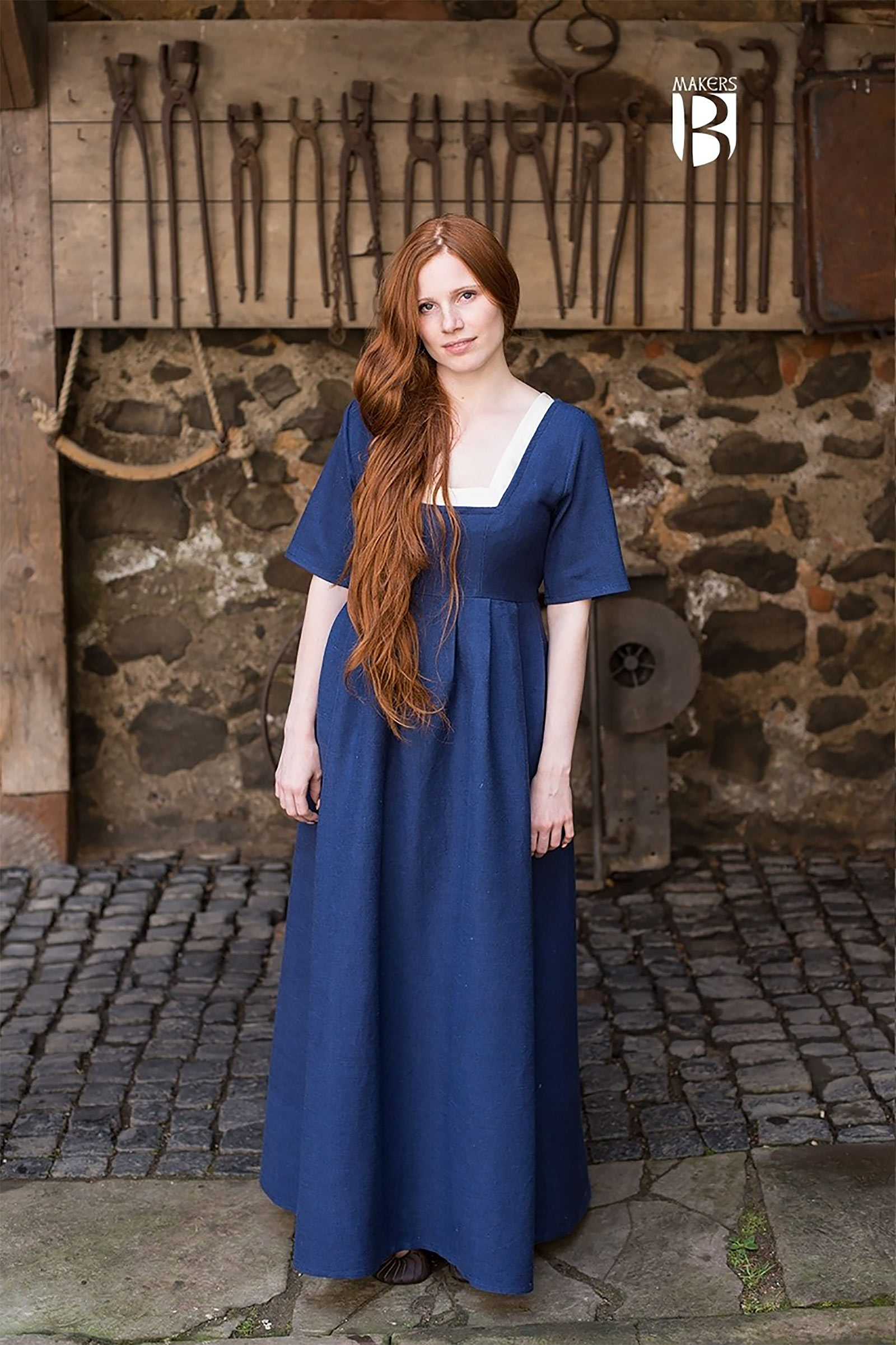Middeleeuwse jurk Frideswinde blauw
