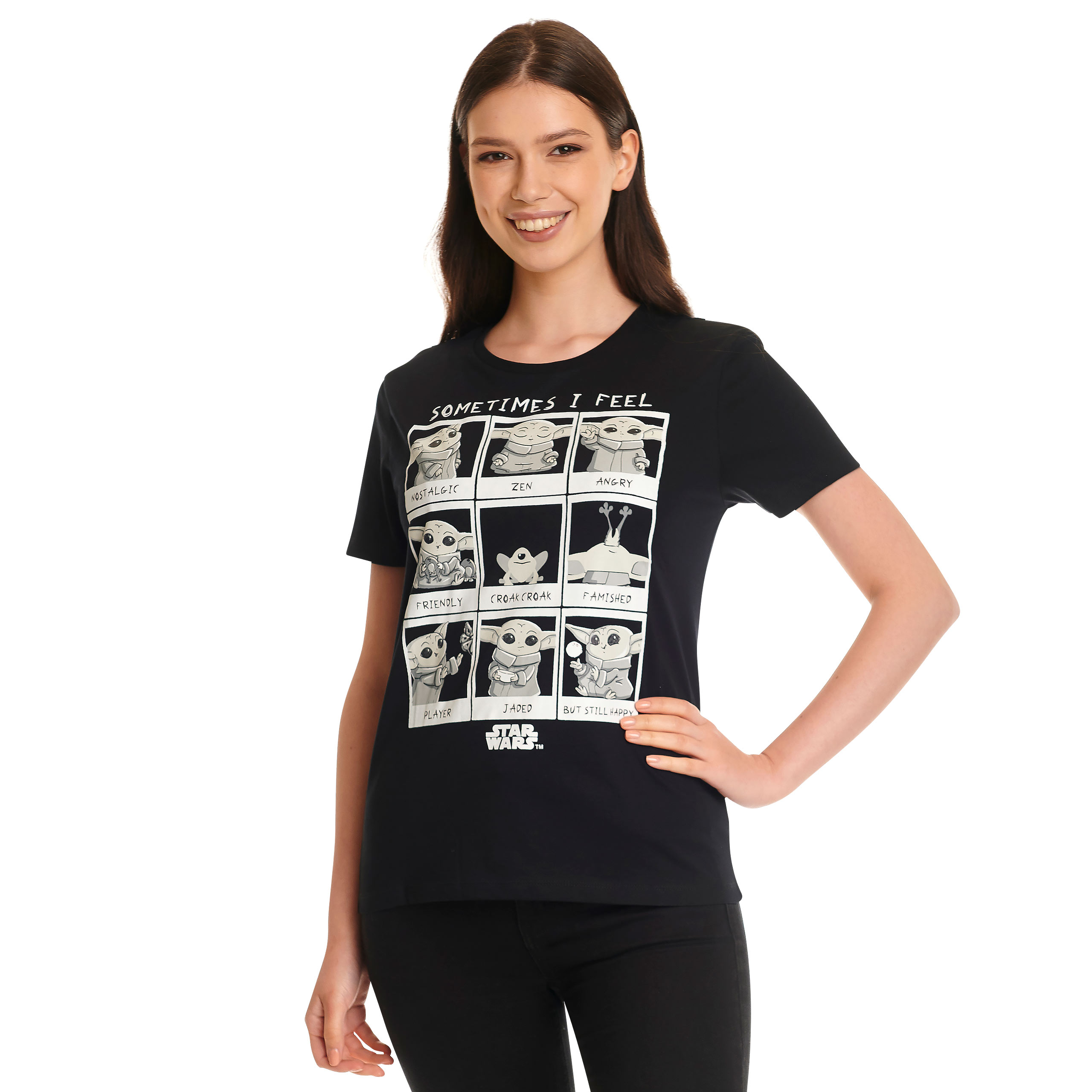 Grogu Emotions T-Shirt Damen schwarz - Star Wars The Mandalorian