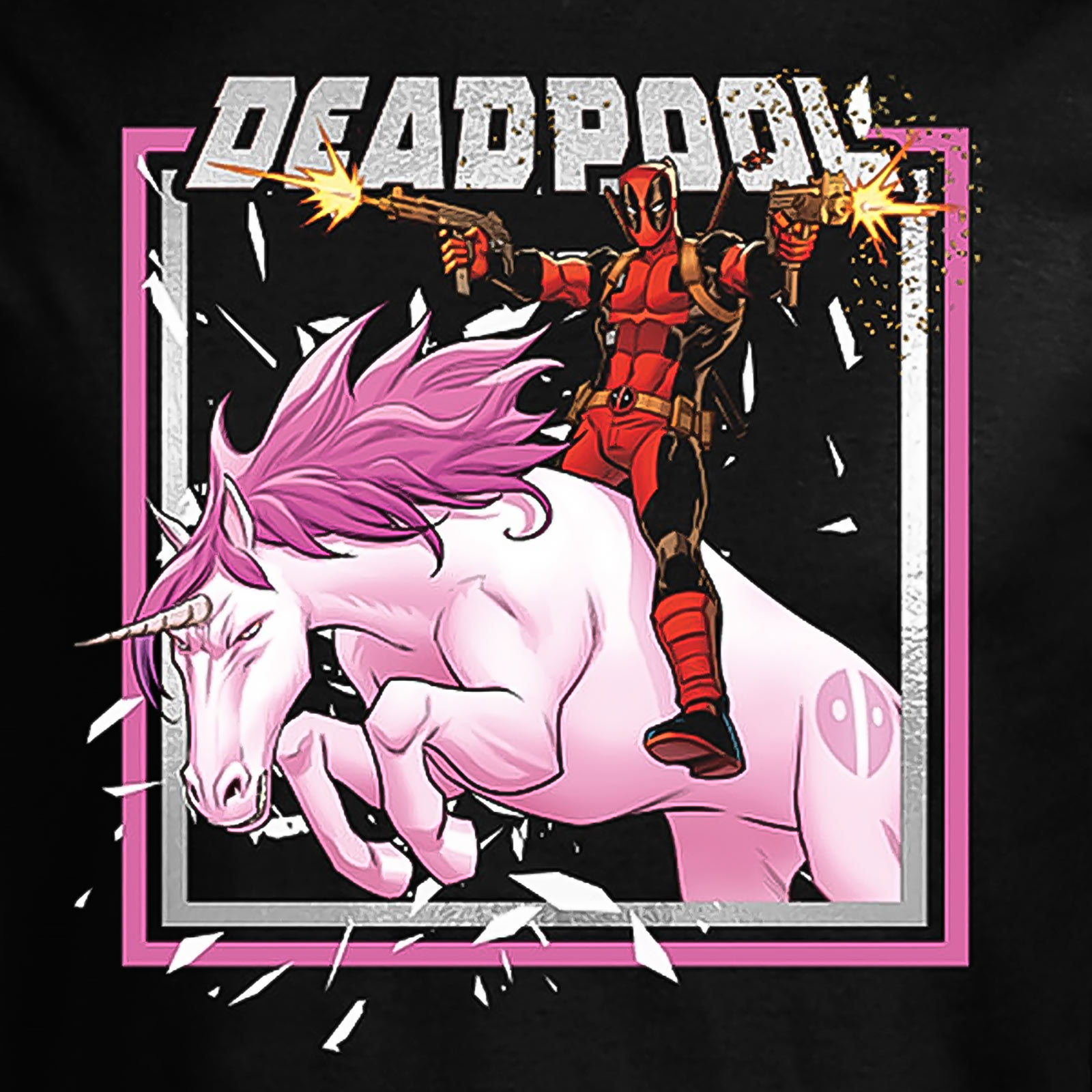 Deadpool - Pink Unicorn Ride T-Shirt schwarz