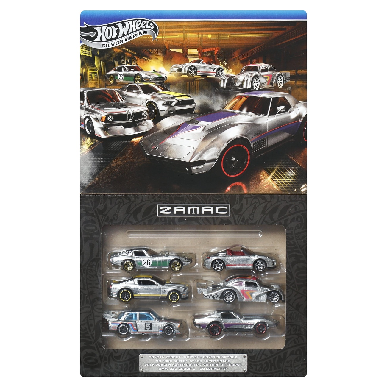 Hot Wheels Silver Series véhicules moulés sous pression 6-pack 1/64 ZAMAC