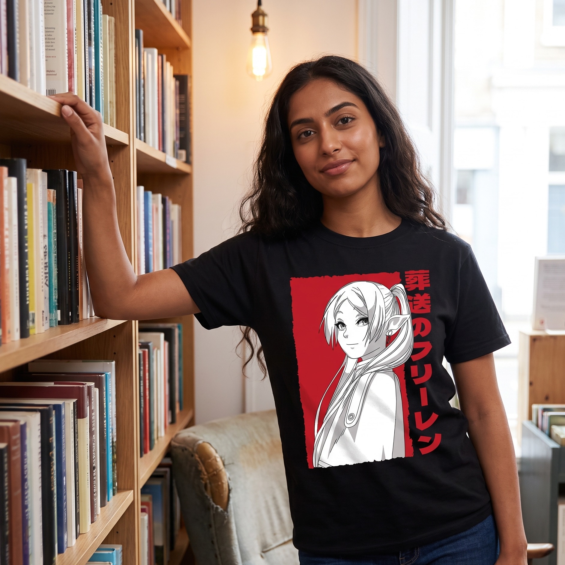 Camiseta de Elfa Mágica para fans de Frieren negra