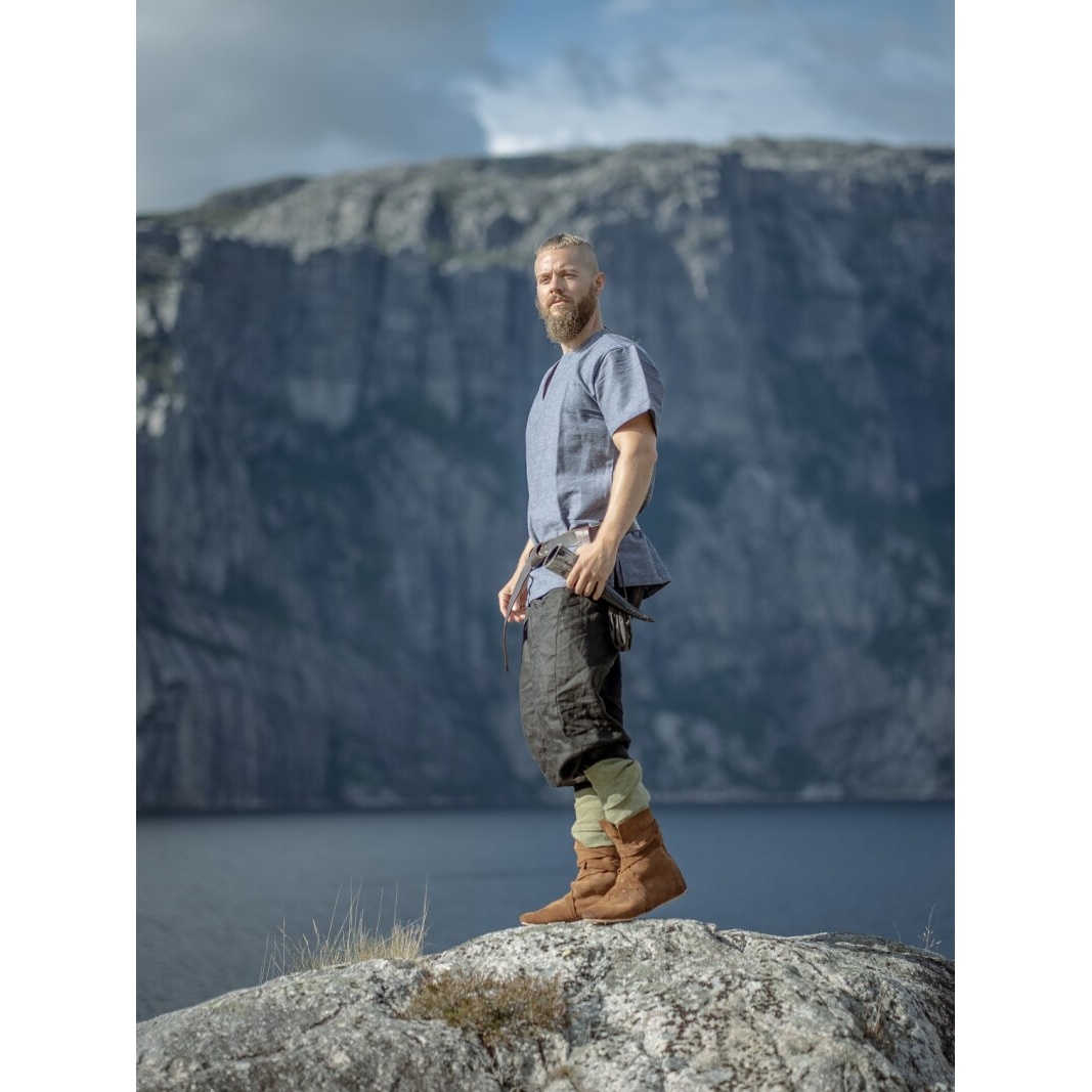 Medieval Viking Tunic Edmund Short Sleeve Blue-Grey