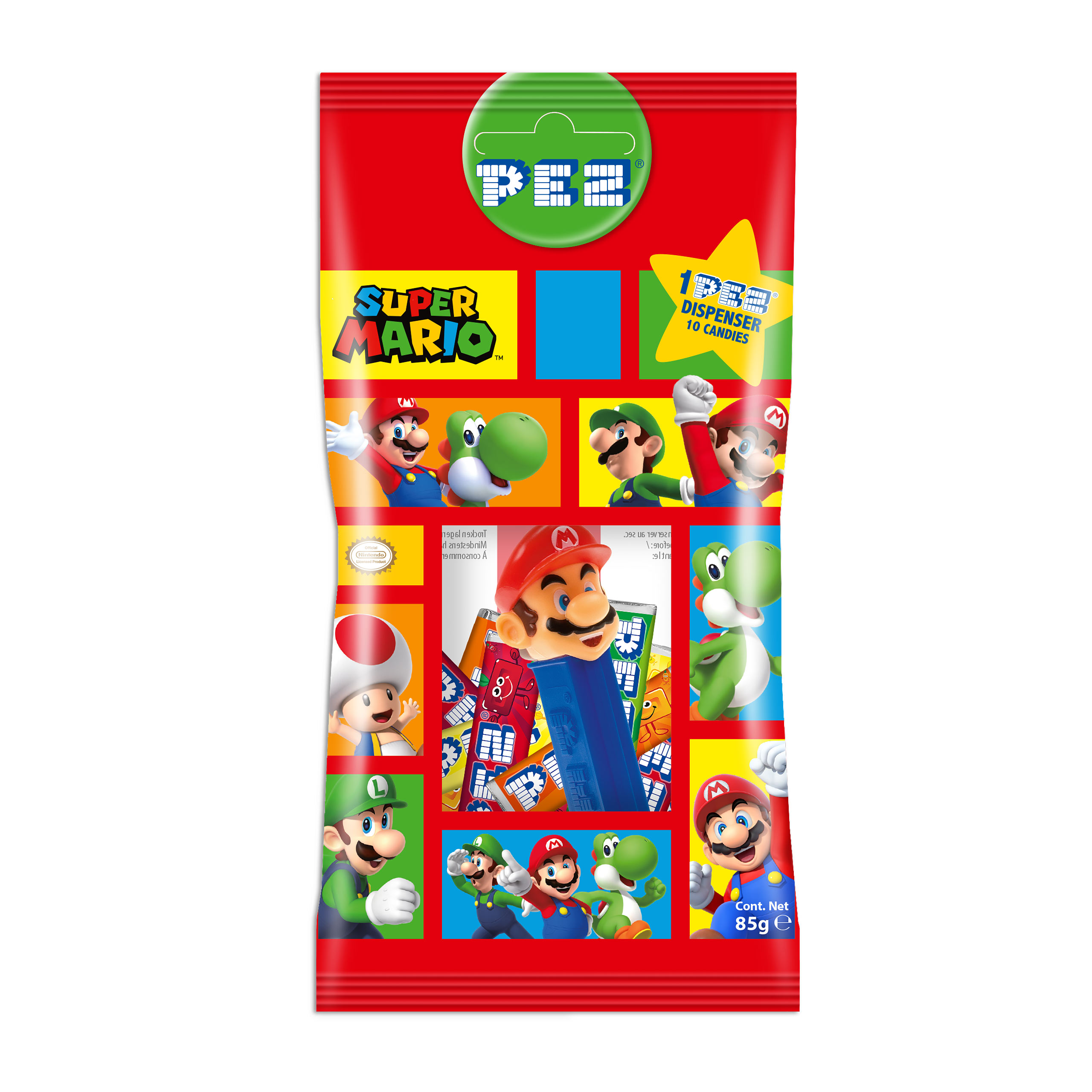 Super Mario - PEZ Snoepjes 10 Pack met Dispenser