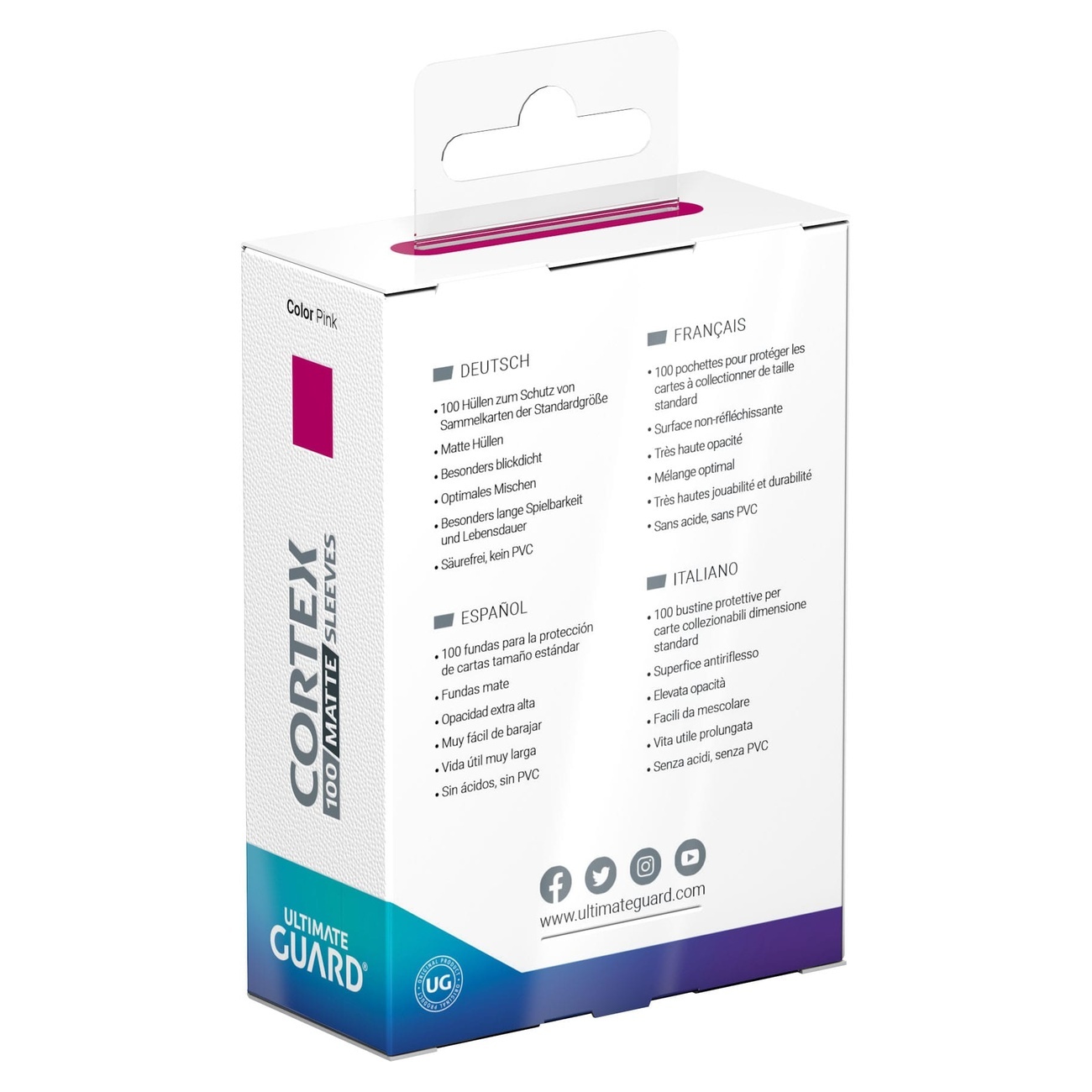 Ultimate Guard Cortex Sleeves Matta Standard Size (100) - Rosa