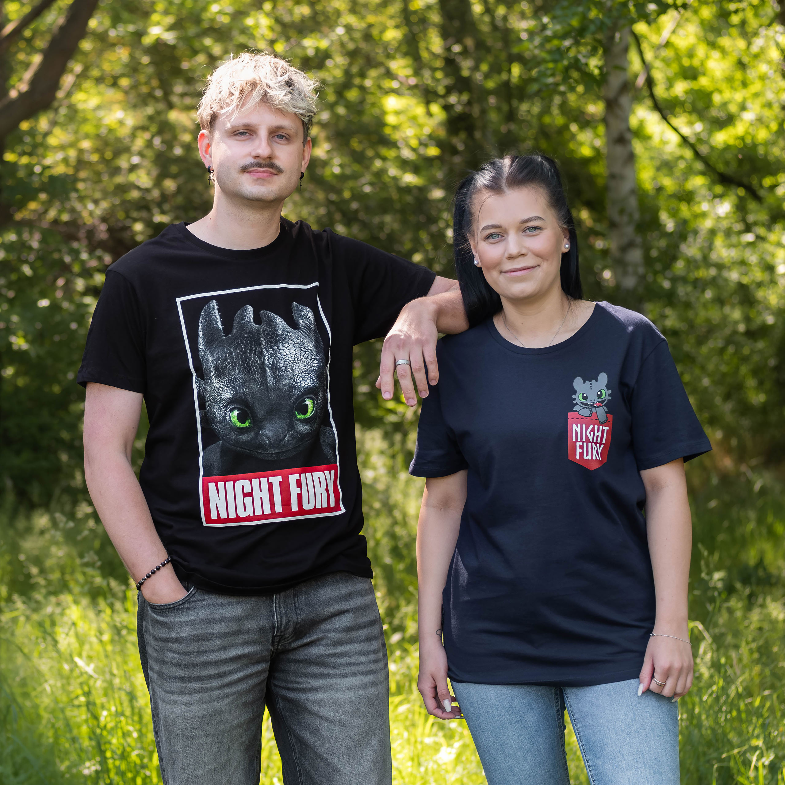 Hoe Tem Je Een Draak - Night Fury Pocket T-Shirt Blauw
