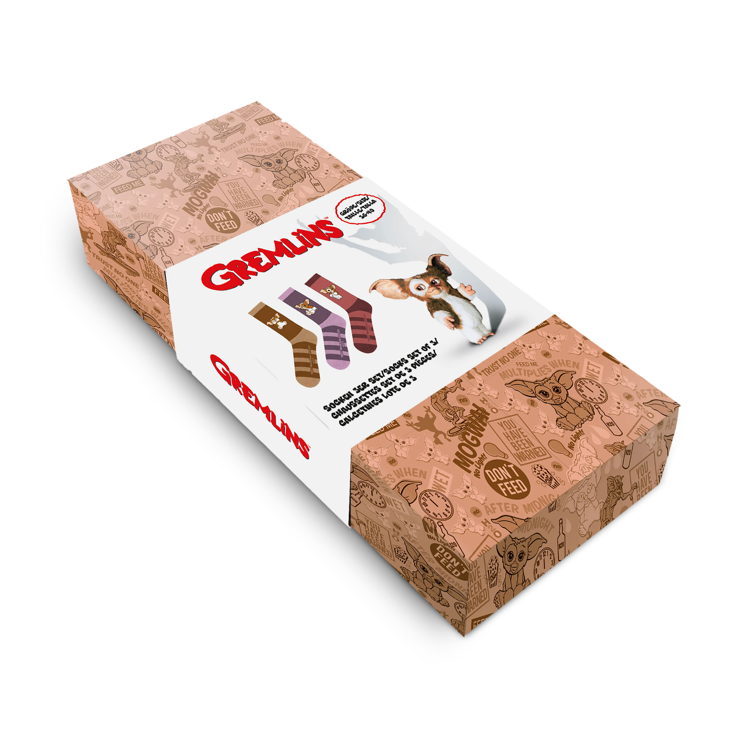 Gremlins - Lot de 3 paires de chaussettes Gizmo Emotions dans une boîte cadeau