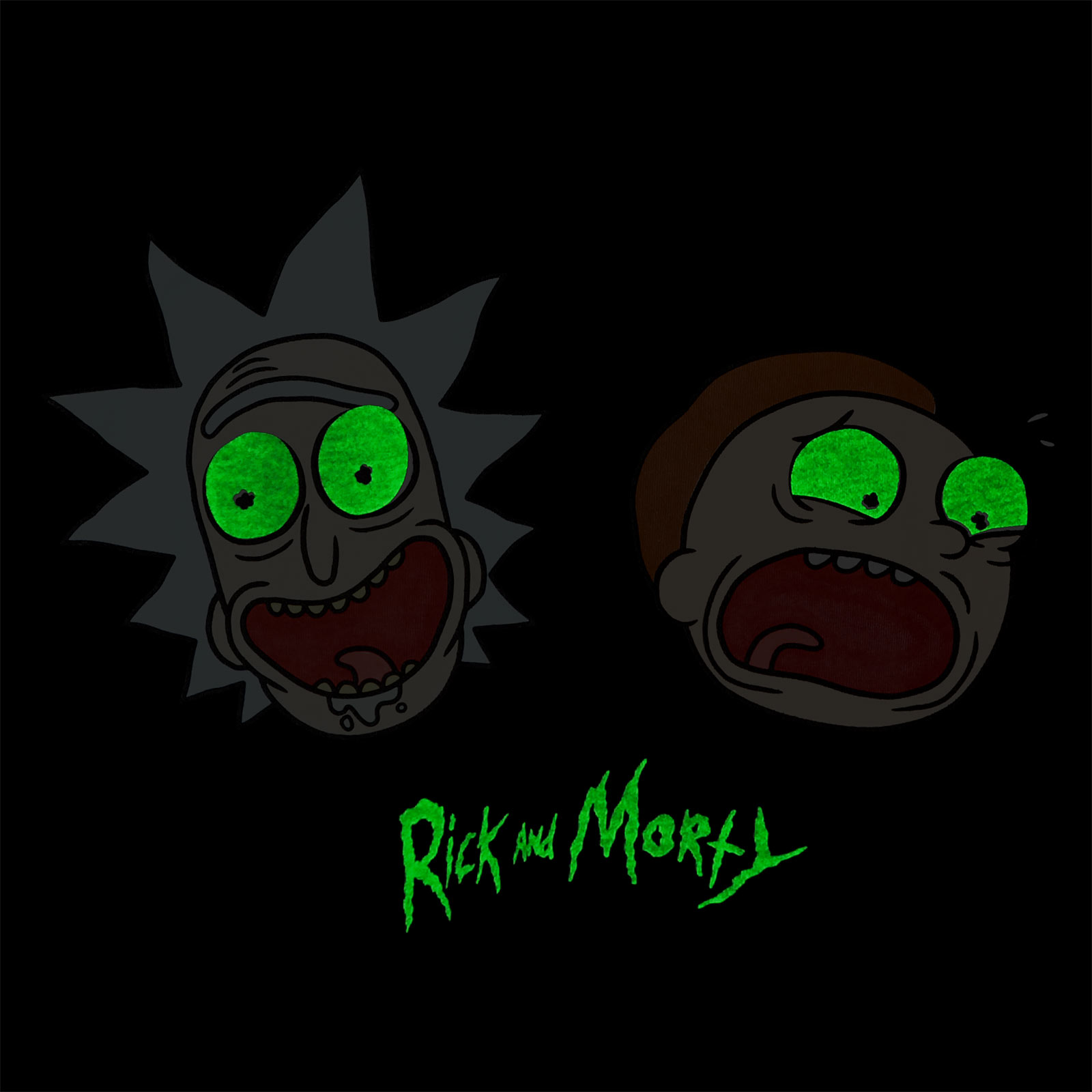 Rick et Morty - T-shirt Crazy Faces Glow in the Dark