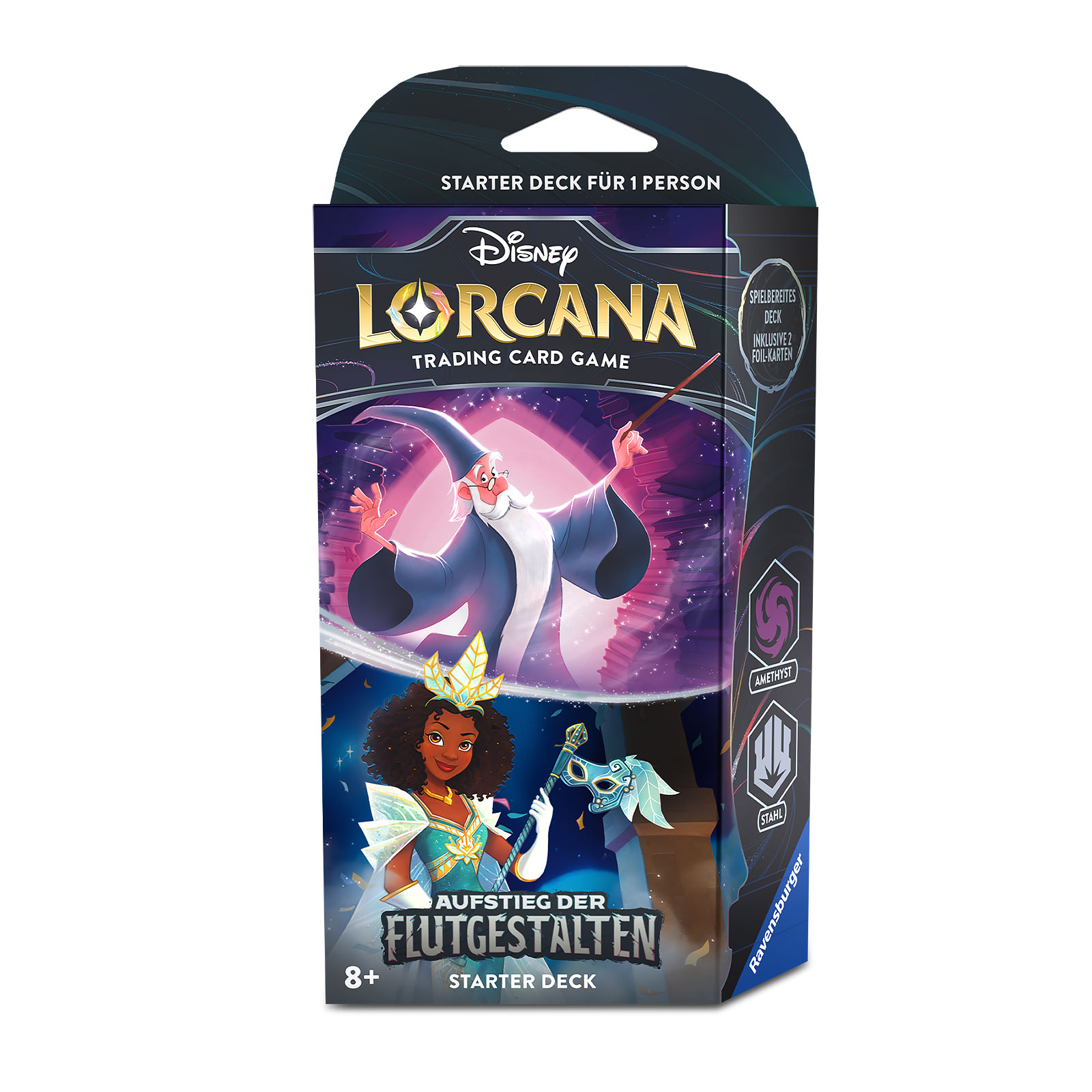Disney Lorcana Amethyst und Stahl Starterset - Aufstieg der Flutgestalten Trading Card Game