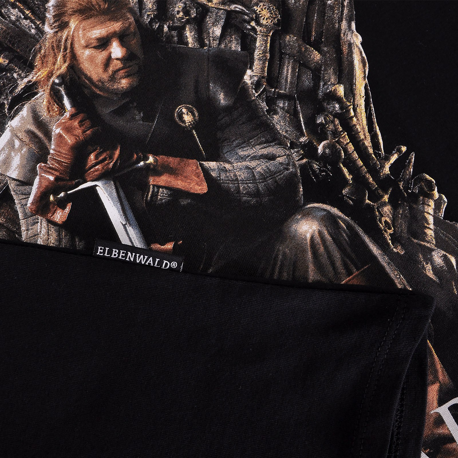 Maglietta Uomo Con Design "Ned Stark - King Of Spades" A Semi Di Carte, Taglia Large, Colore Nero