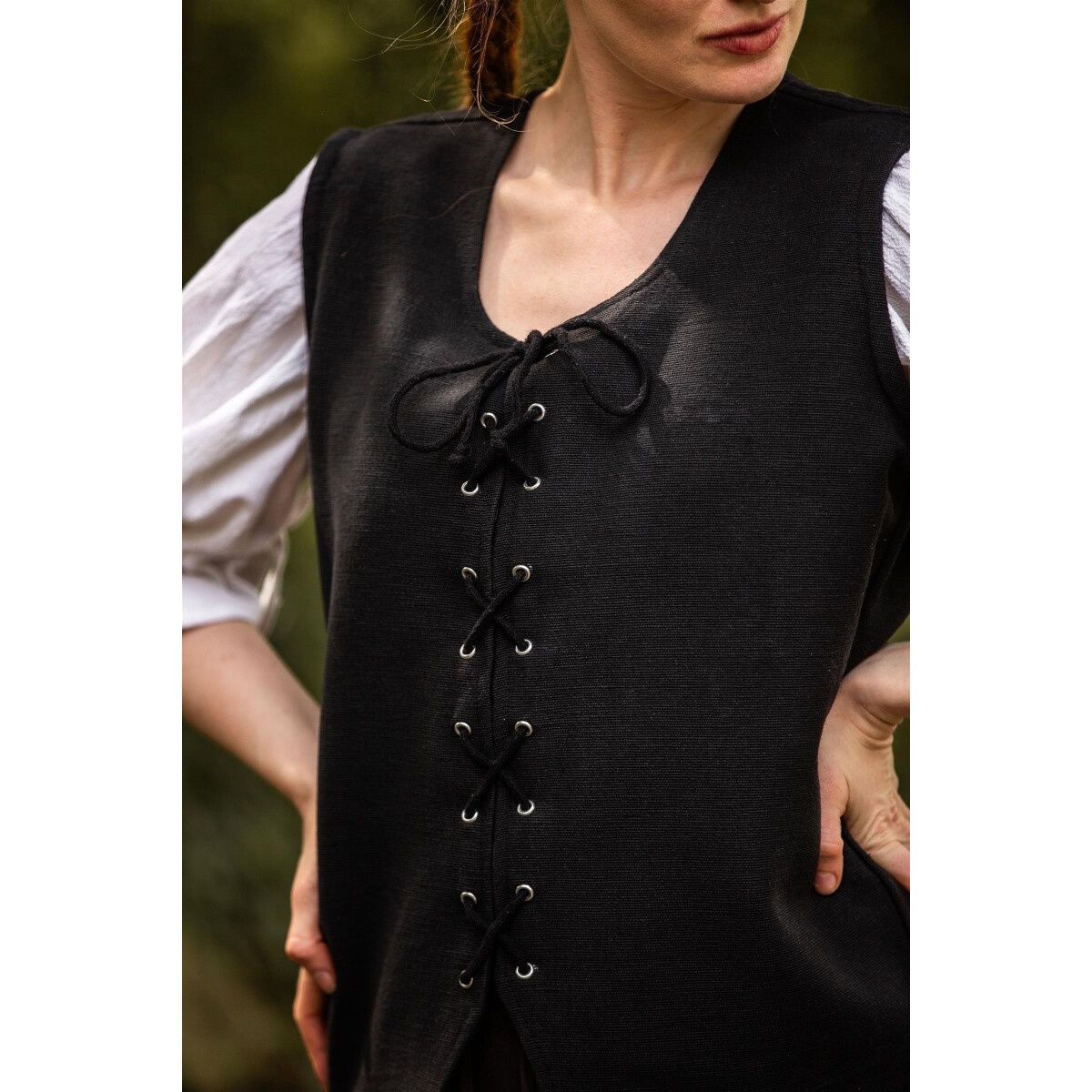 Gilet médiéval en coton Franziska noir