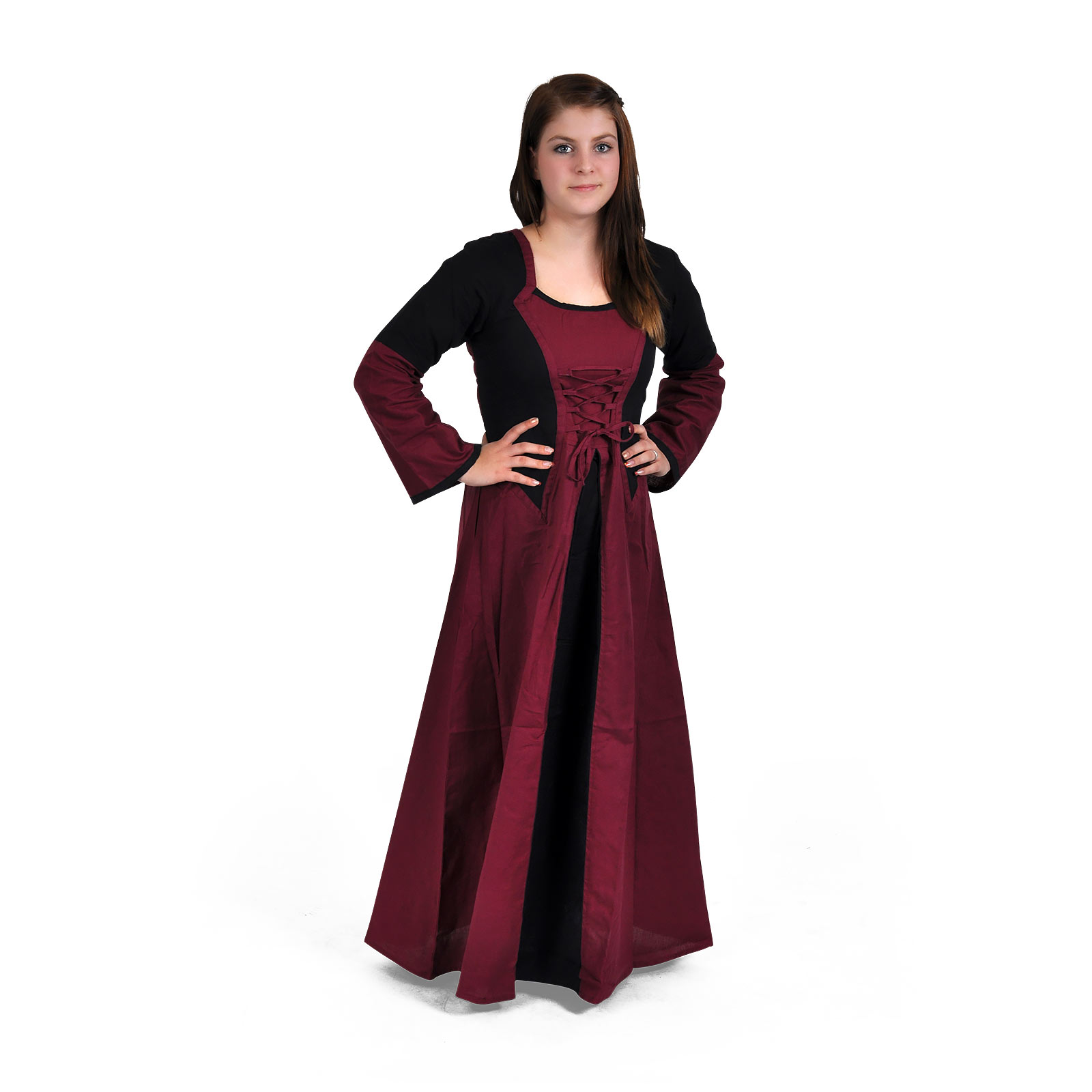 Elena Medieval Dress Bordeaux-Black