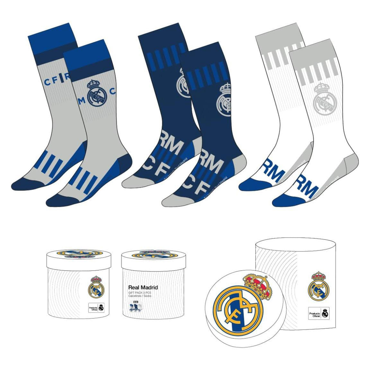 Calcetines de fútbol pack de 3 Real Madrid 38-45
