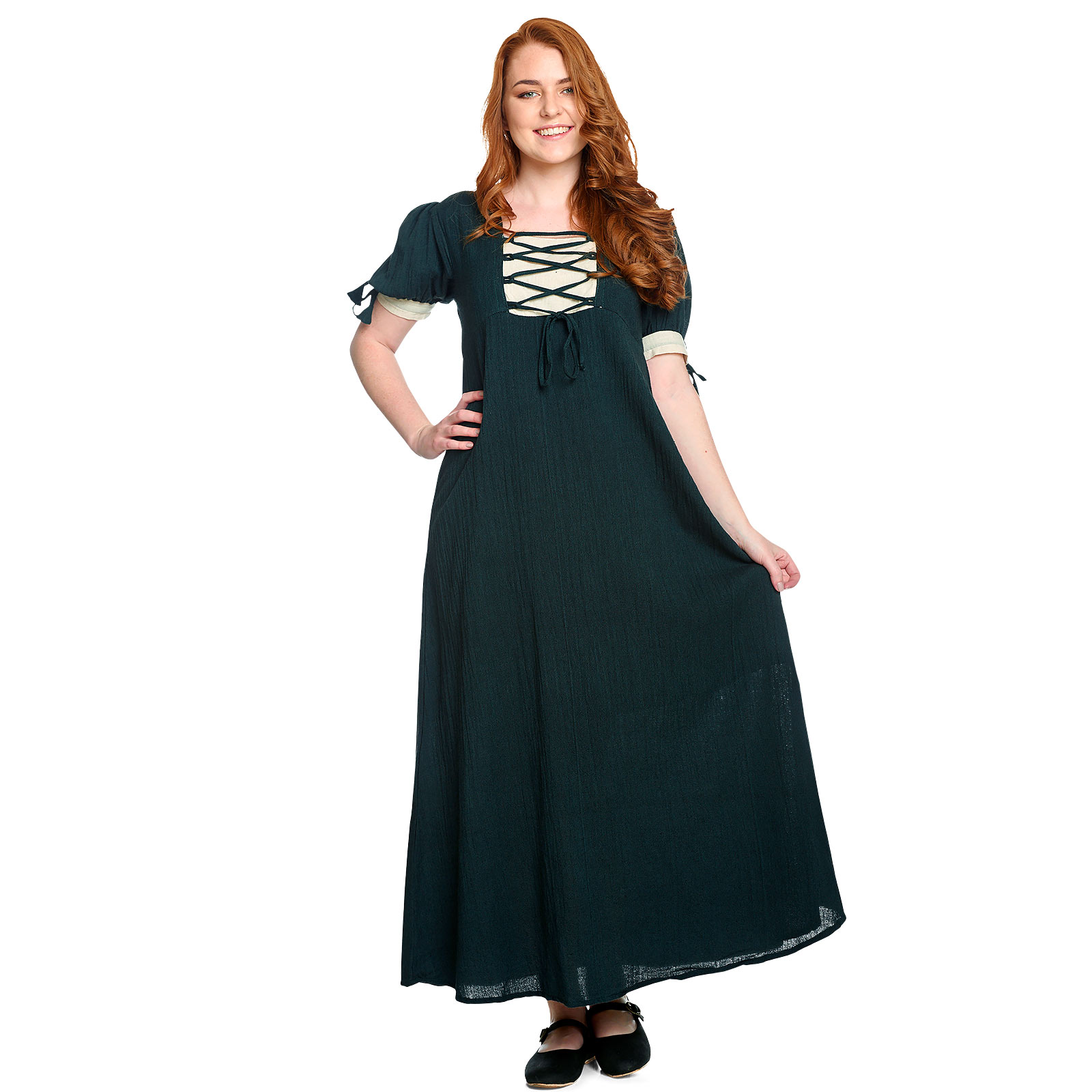 Mittelalter Sommer Kleid Lysa grün-beige