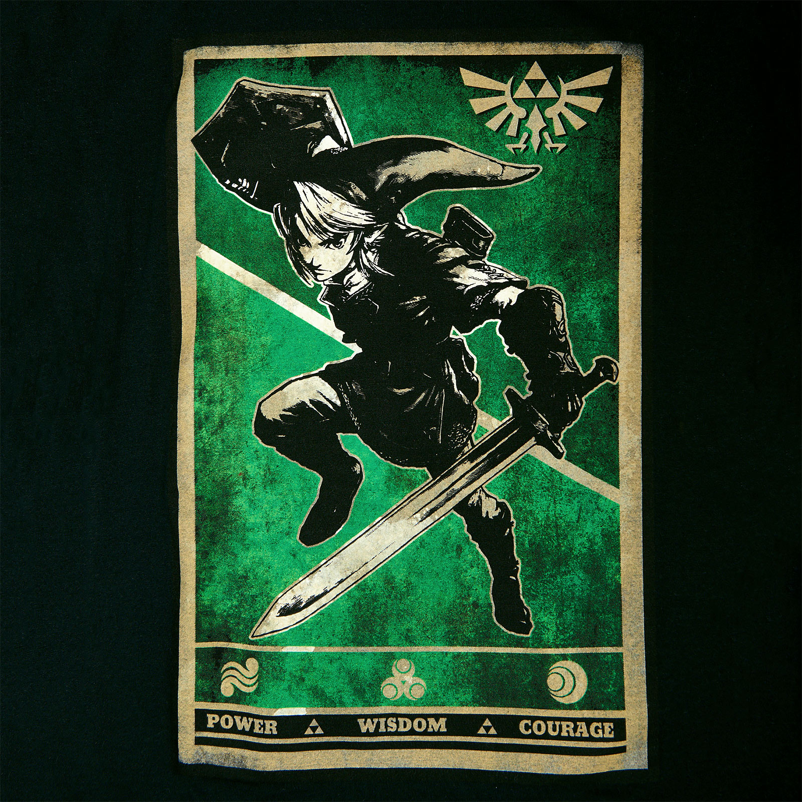 Zelda - Link Triforce Propaganda Poster T-Shirt Black