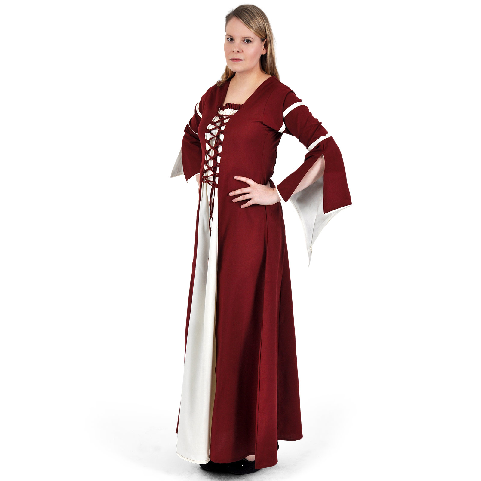 Middeleeuwse jurk Katherina rood-natuur