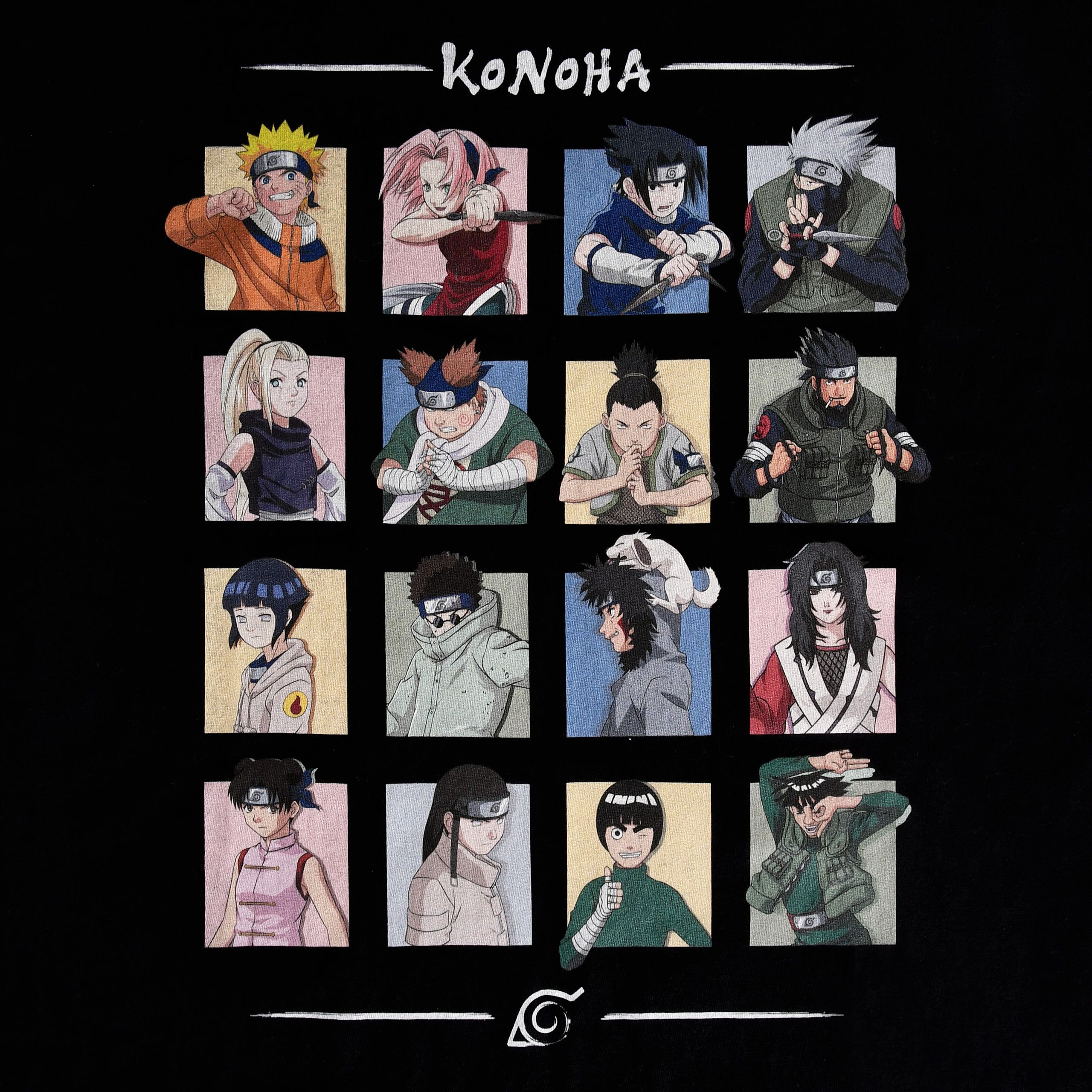 Naruto - T-shirt noir Characters of Konoha