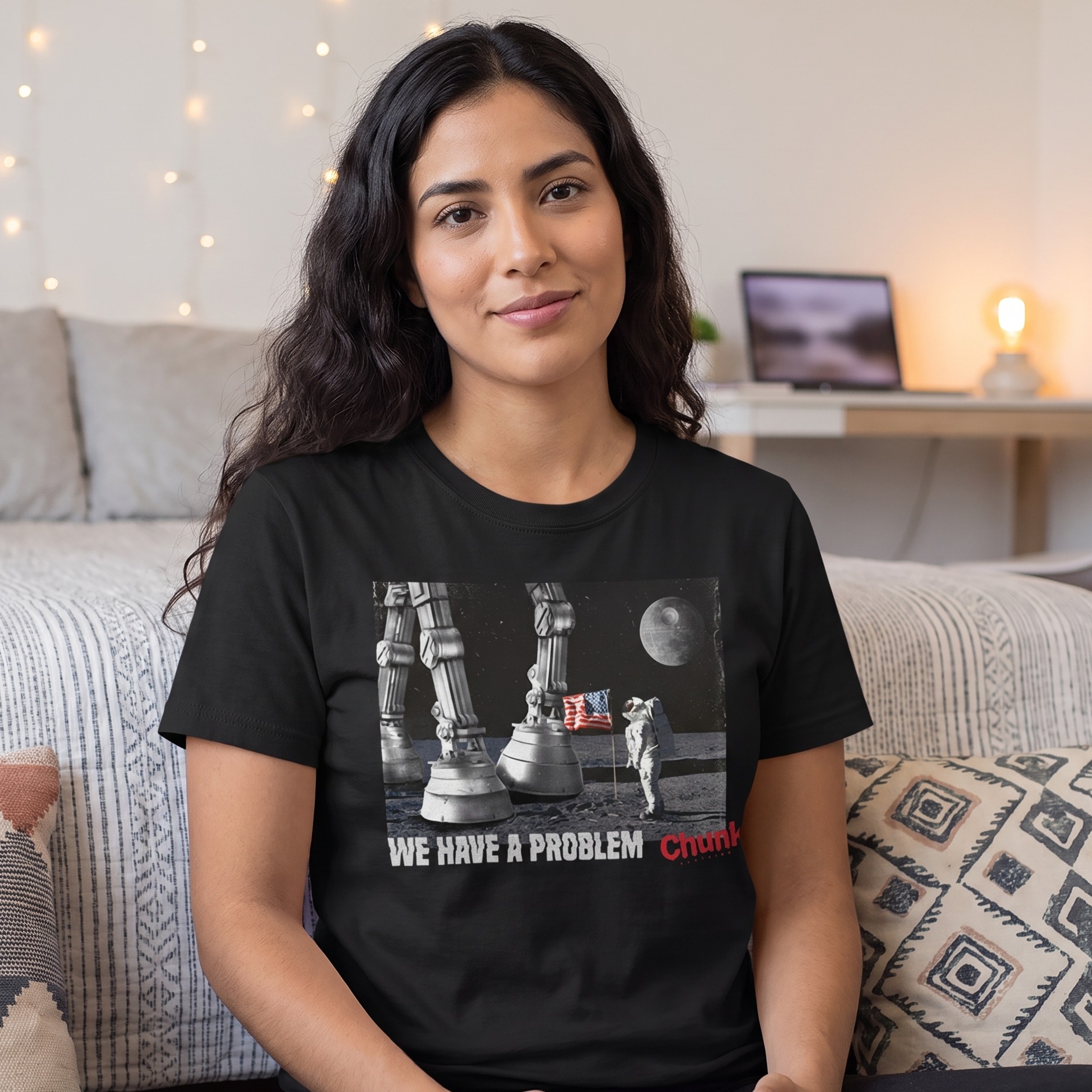 Camiseta Houston Tenemos un Problema para Fans de Star Wars negra