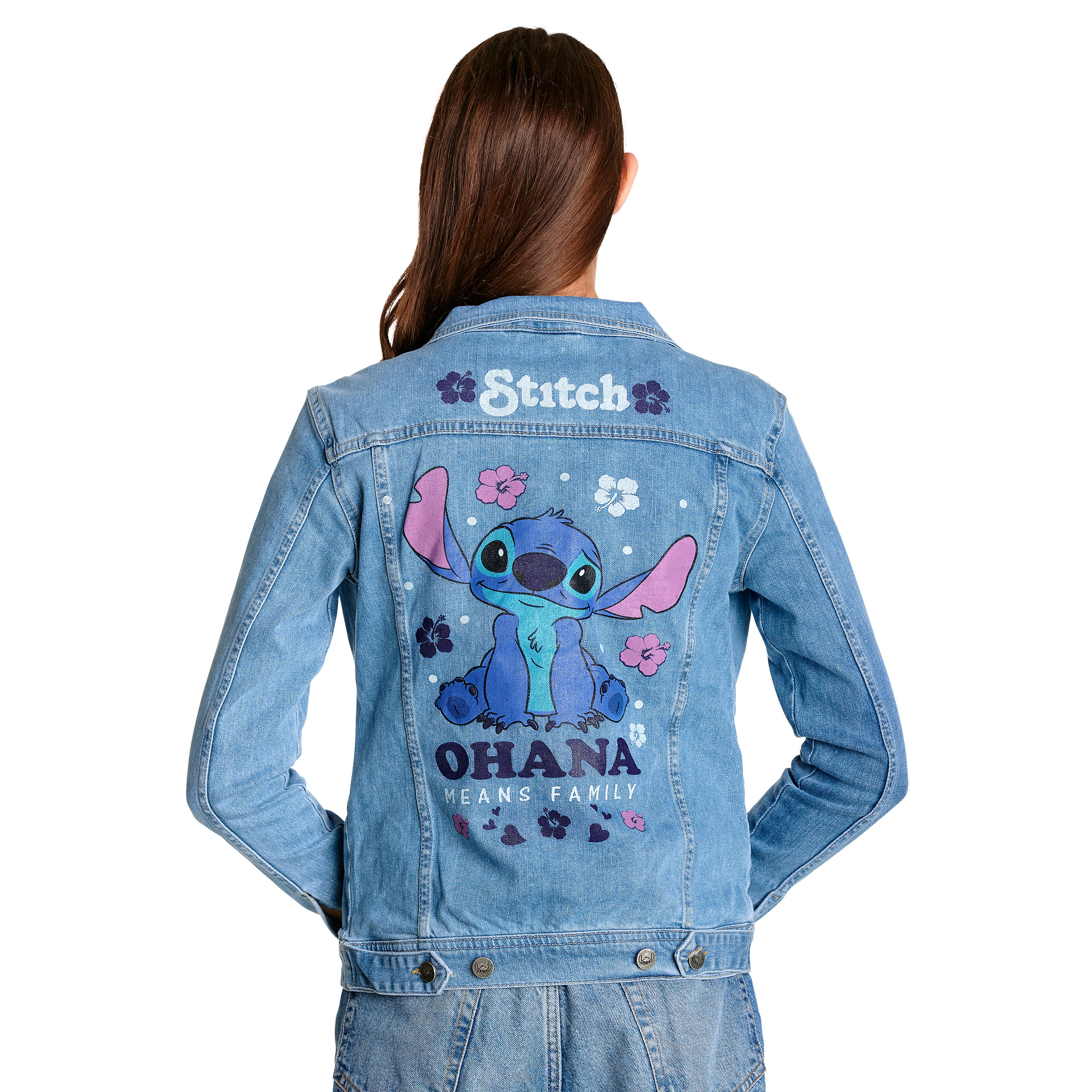 Lilo & Stitch - Flowers Veste en jean femme bleue