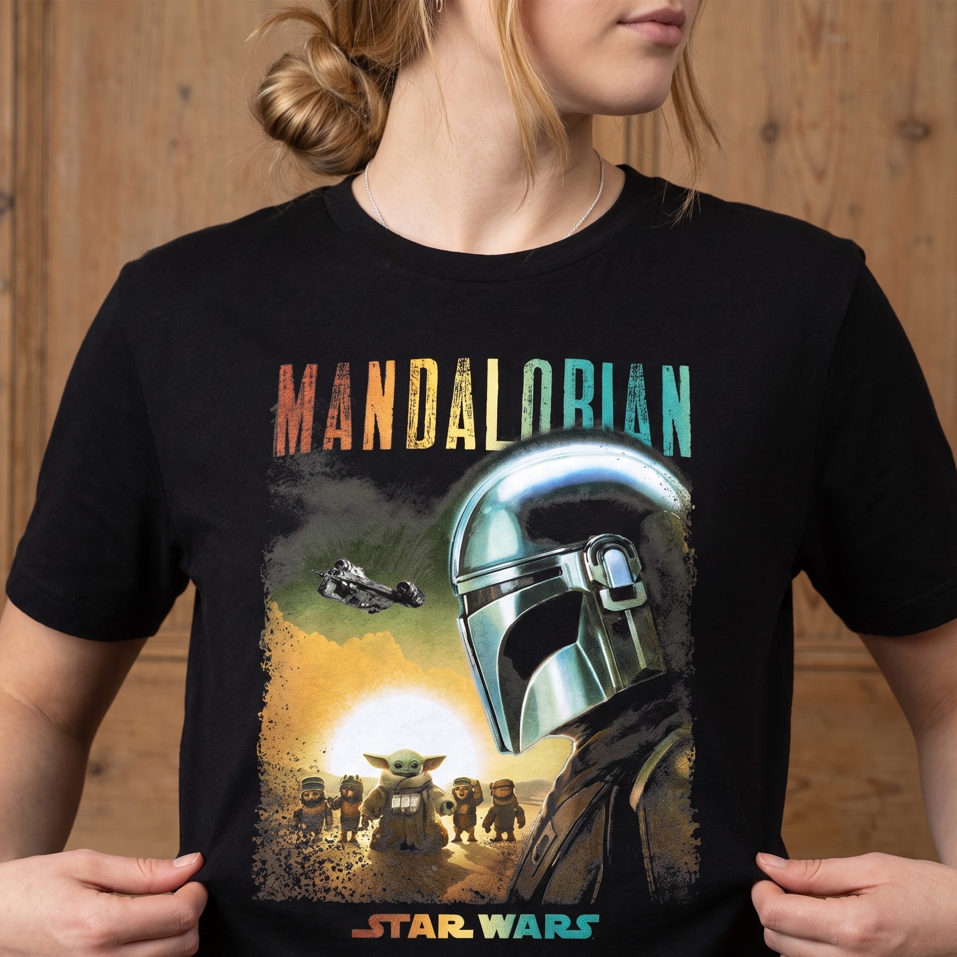 Mando and Grogu Poster T-Shirt Black - Star Wars The Mandalorian