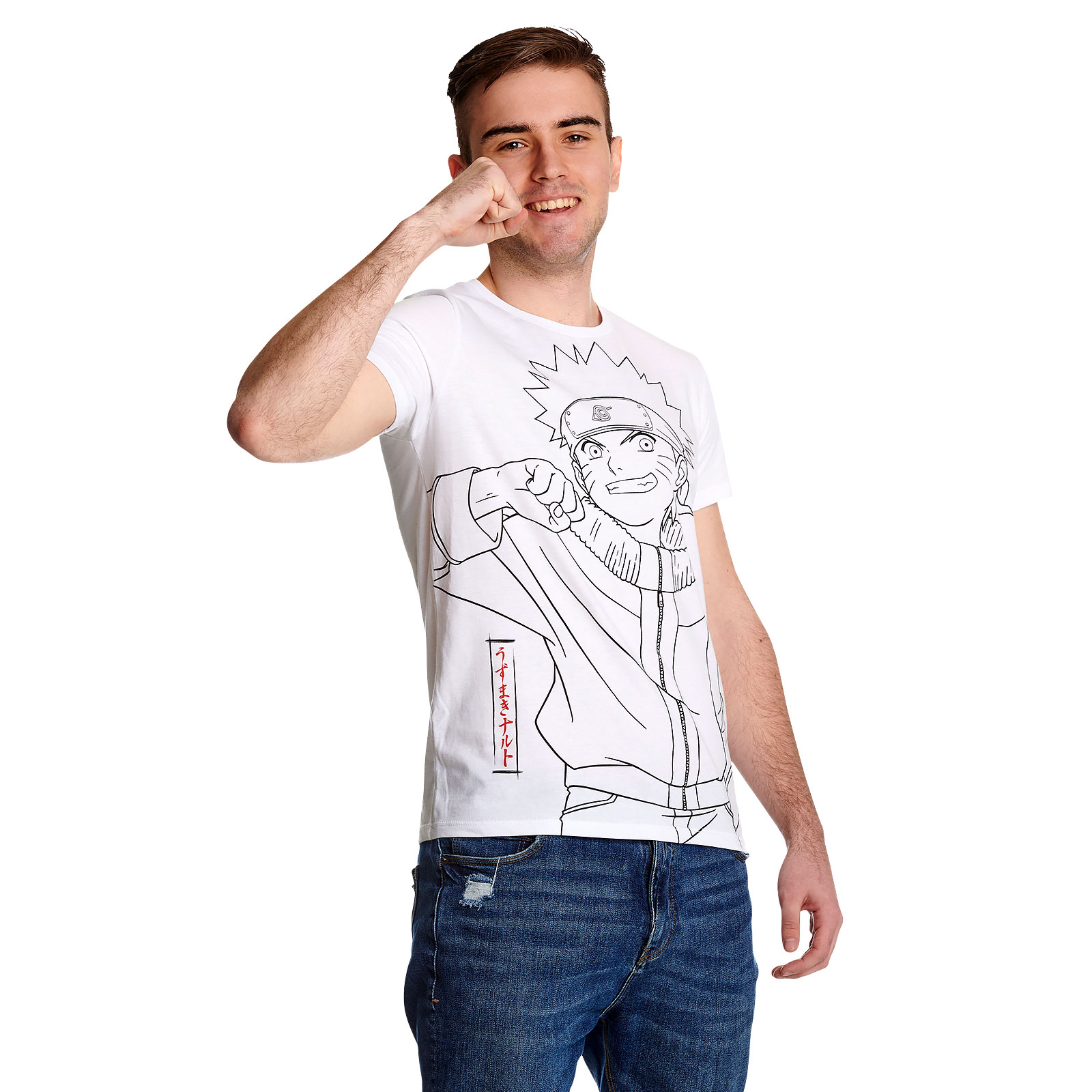 Naruto - Monochroom Schets T-shirt wit