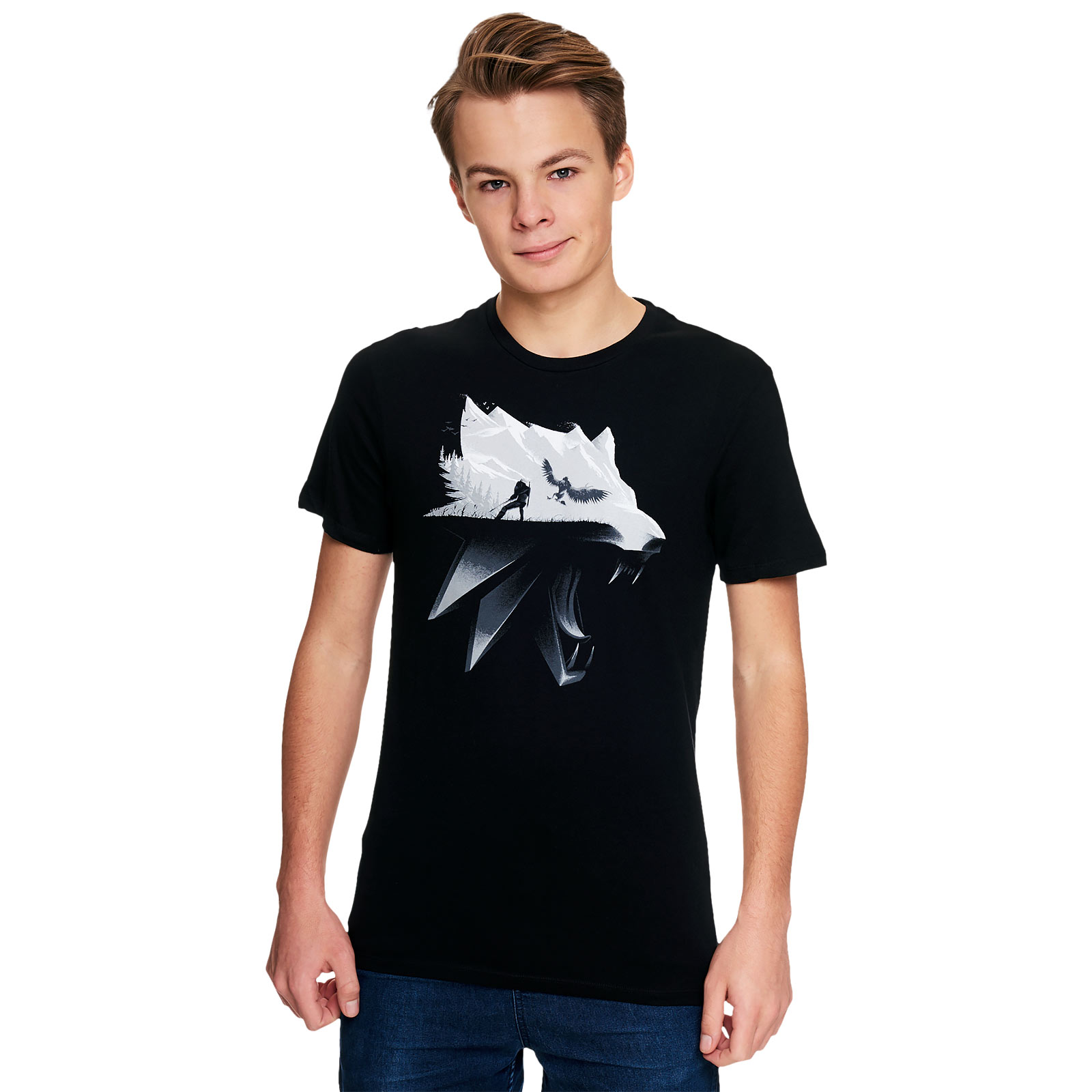 Witcher - Wolf Silhouette T-Shirt schwarz