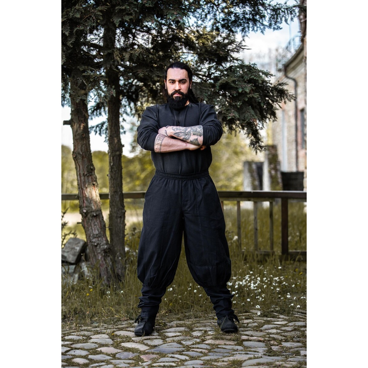 Middeleeuwse broek Tiago met beenvetering zwart
