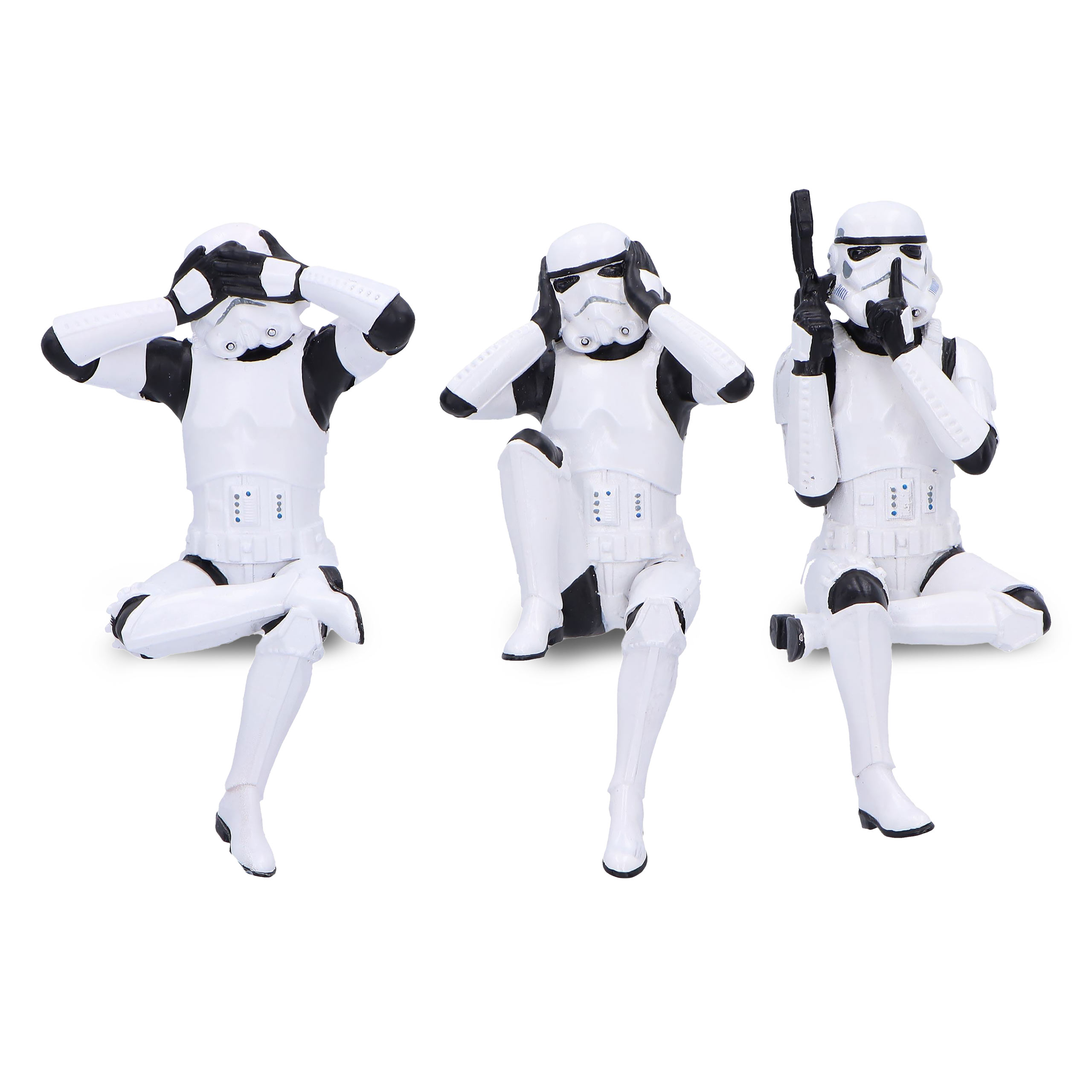 Conjunto de figuras de Stormtrooper original No veas No oigas No hables sentado