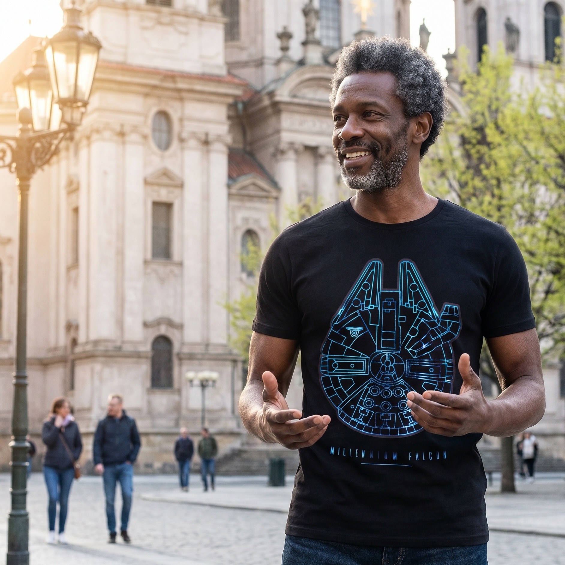 Star Wars - Camiseta negra del Halcón Milenario