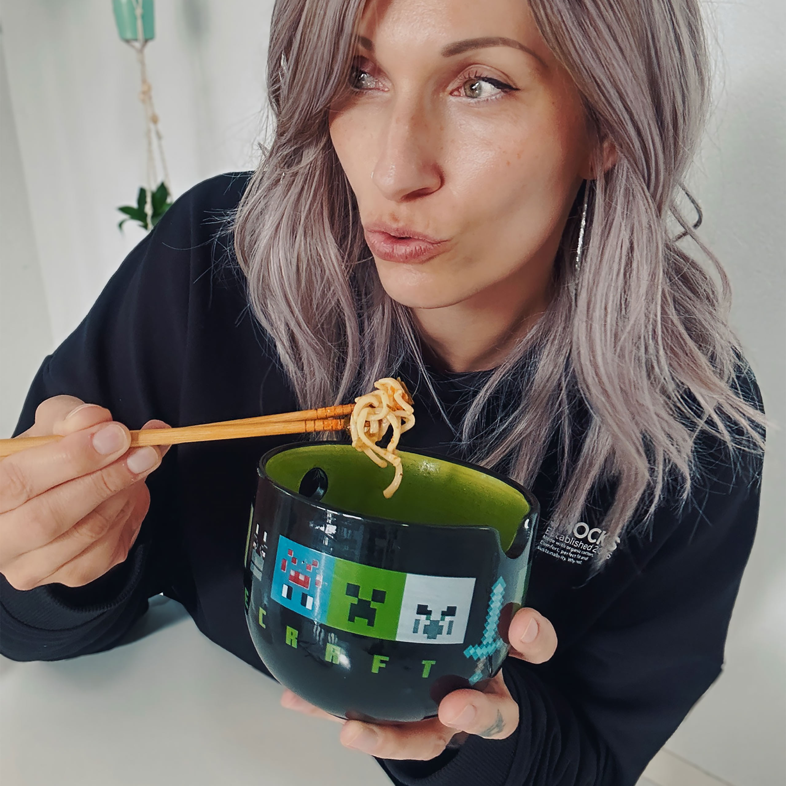 Minecraft - Cuenco de Ramen Creeper con Palillos