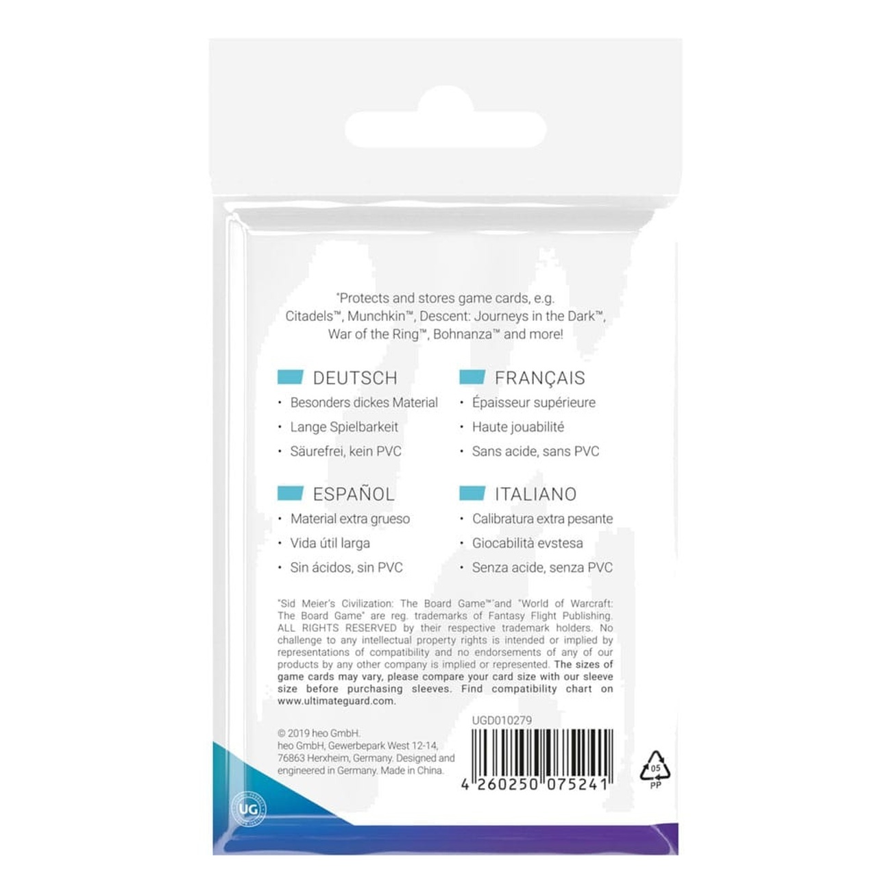 Ultimate Guard Board Game Sleeves (60) - Standard American | Elbenwald Ultimate Guard Board Game Sleeves (60) - Standard American | Elbenwald