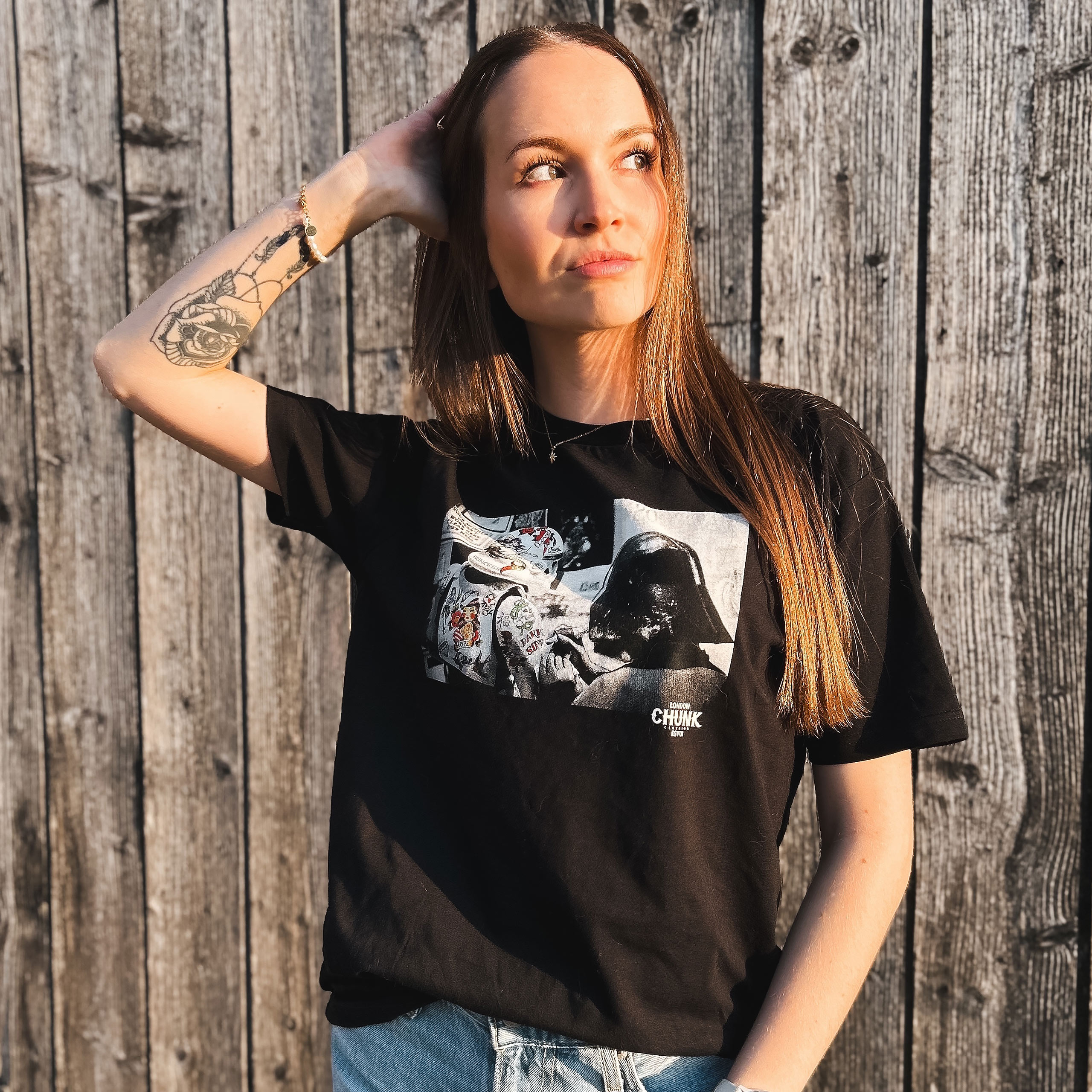 Dark Side Tattoo T-Shirt voor Star Wars Fans Zwart